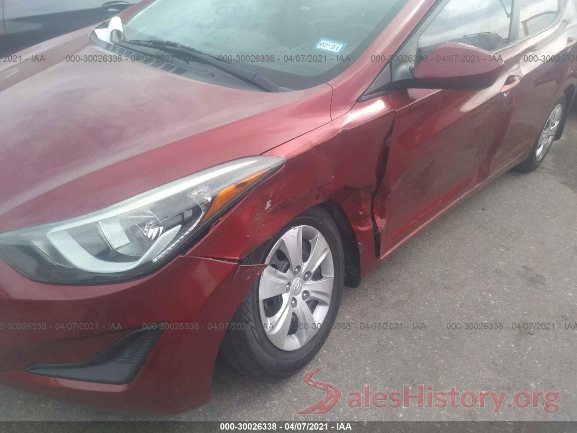 5NPDH4AE9GH721099 2016 HYUNDAI ELANTRA