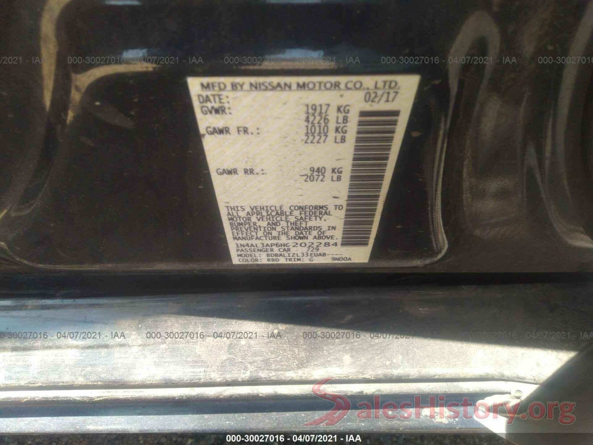 1N4AL3AP6HC202284 2017 NISSAN ALTIMA