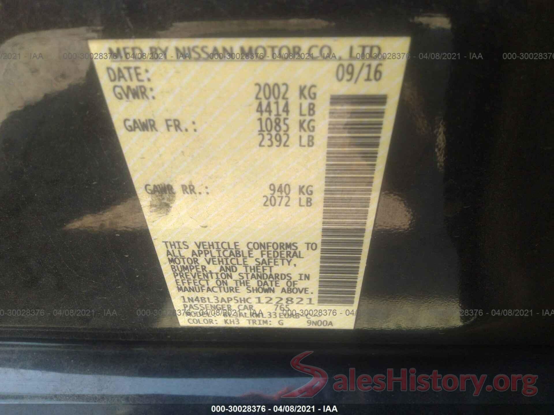 1N4BL3AP5HC122821 2017 NISSAN ALTIMA