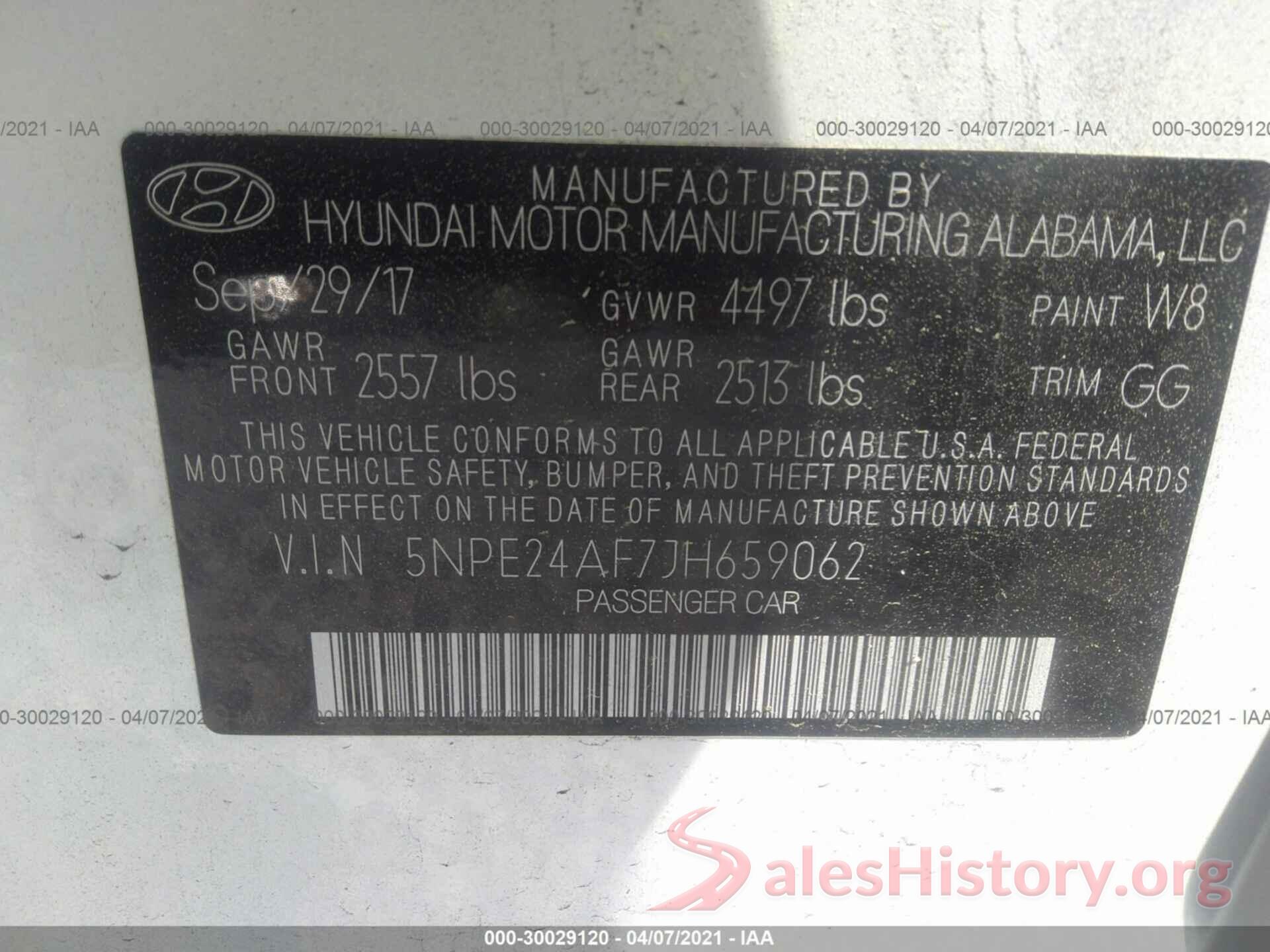 5NPE24AF7JH659062 2018 HYUNDAI SONATA