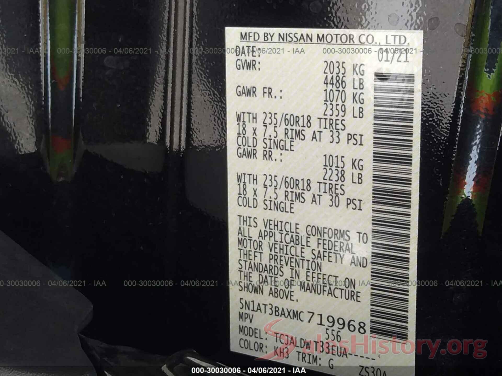 5N1AT3BAXMC719968 2021 NISSAN ROGUE