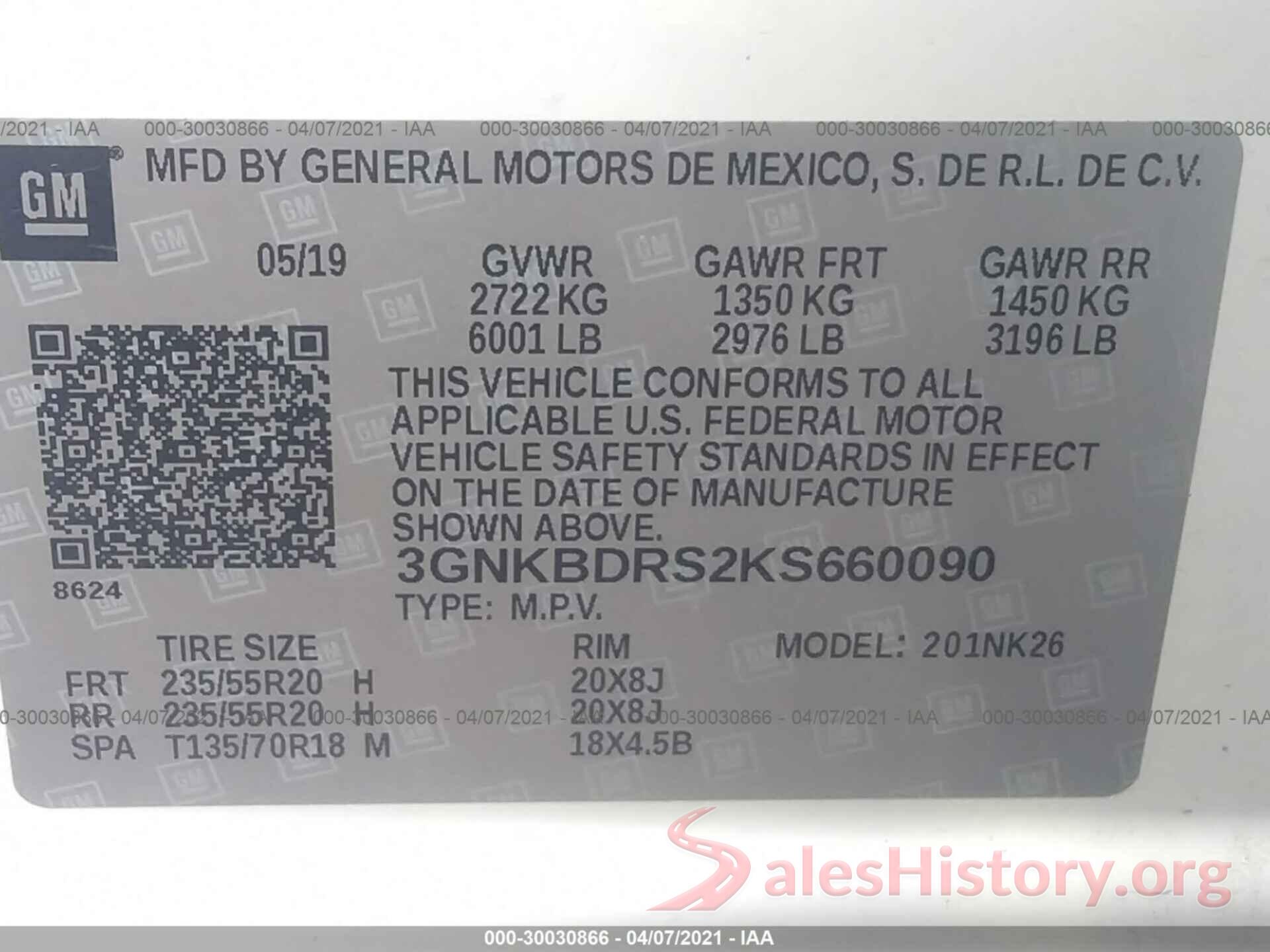 3GNKBDRS2KS660090 2019 CHEVROLET BLAZER