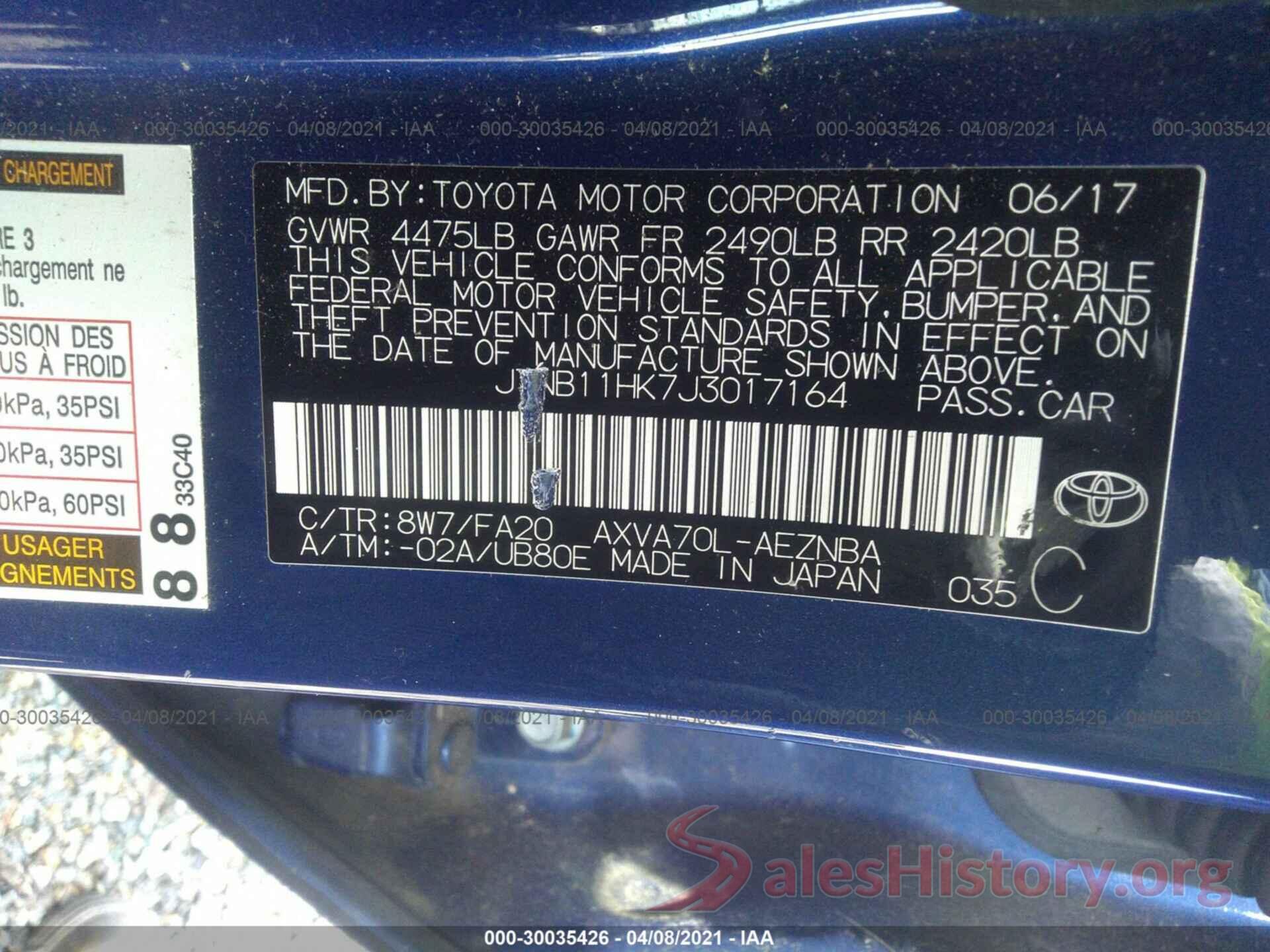 JTNB11HK7J3017164 2018 TOYOTA CAMRY