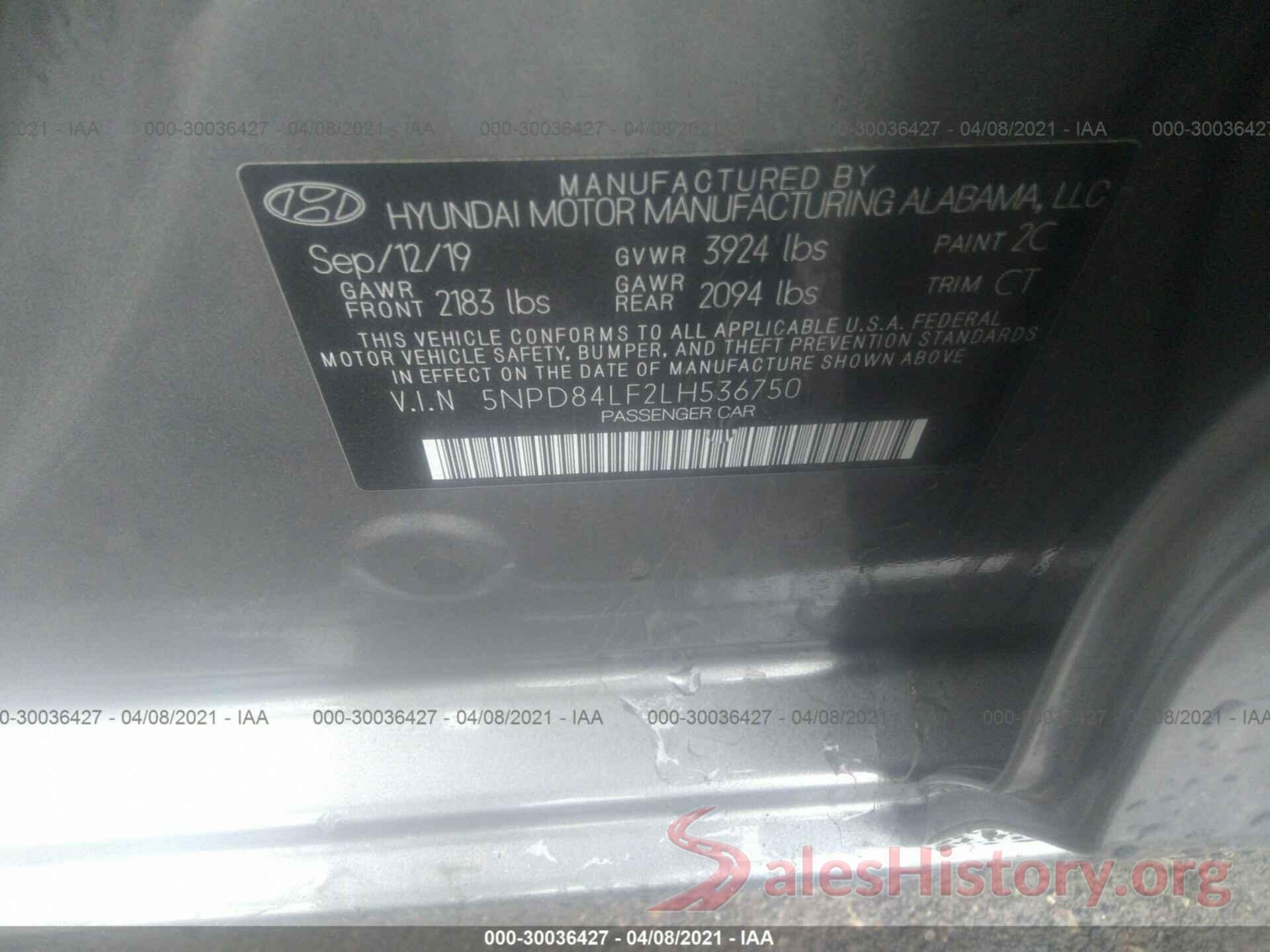 5NPD84LF2LH536750 2020 HYUNDAI ELANTRA