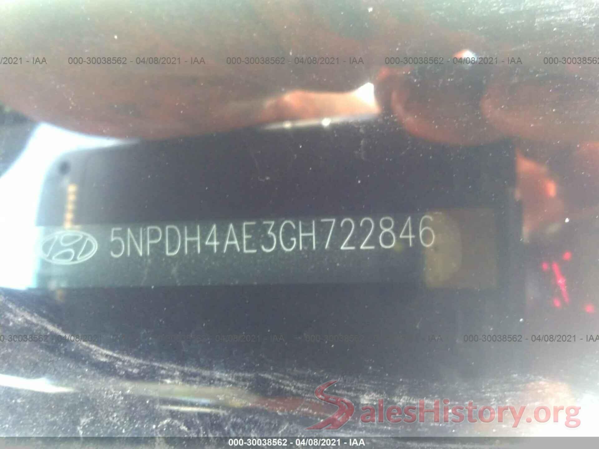 5NPDH4AE3GH722846 2016 HYUNDAI ELANTRA