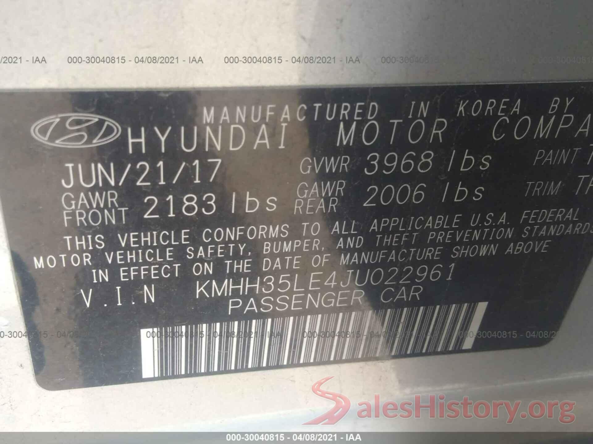 KMHH35LE4JU022961 2018 HYUNDAI ELANTRA GT