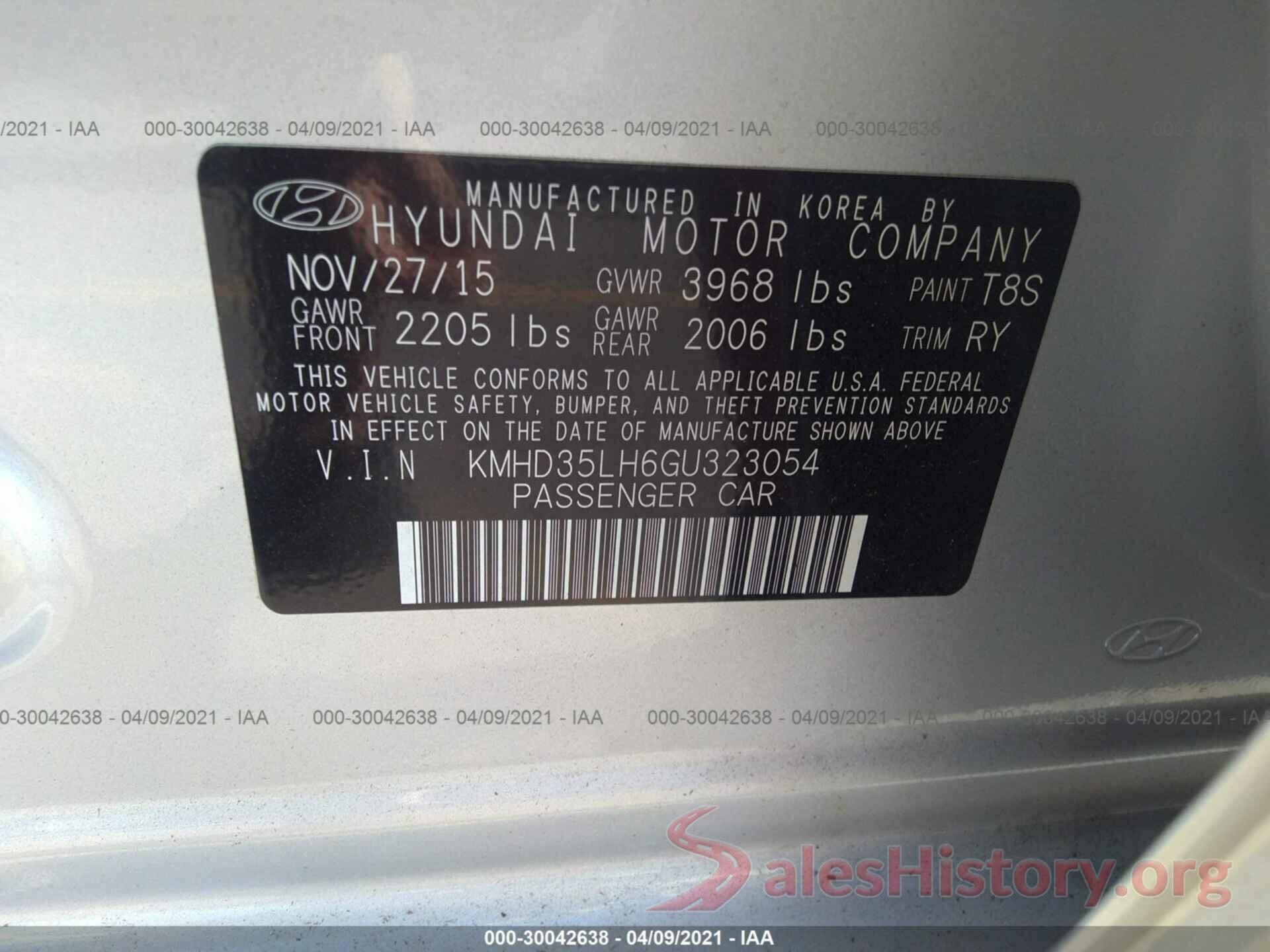 KMHD35LH6GU323054 2016 HYUNDAI ELANTRA GT