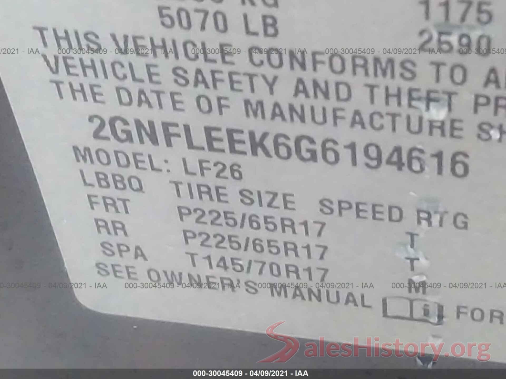 2GNFLEEK6G6194616 2016 CHEVROLET EQUINOX