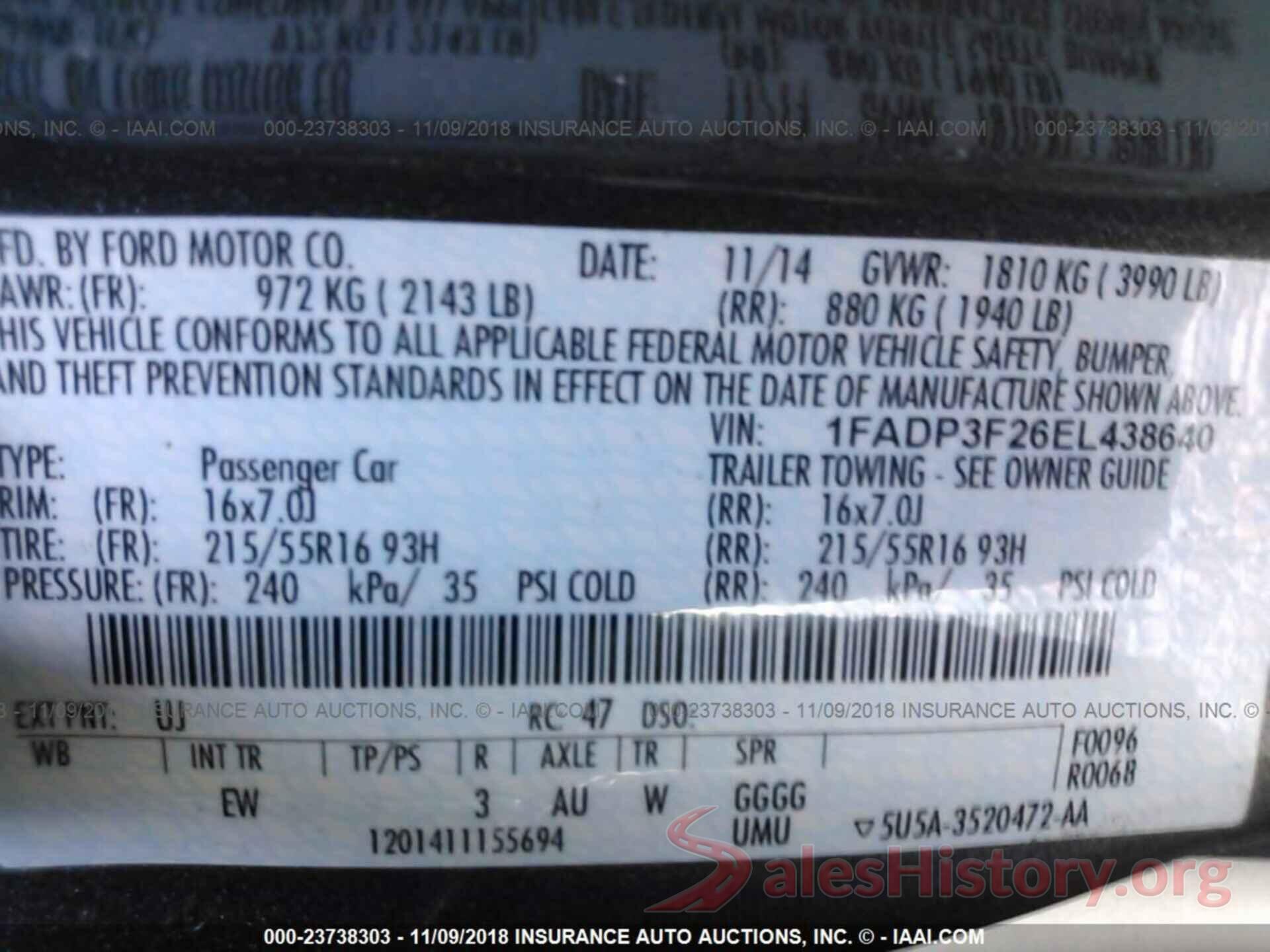 ML32F3FJ1JHF04591 2014 FORD FOCUS