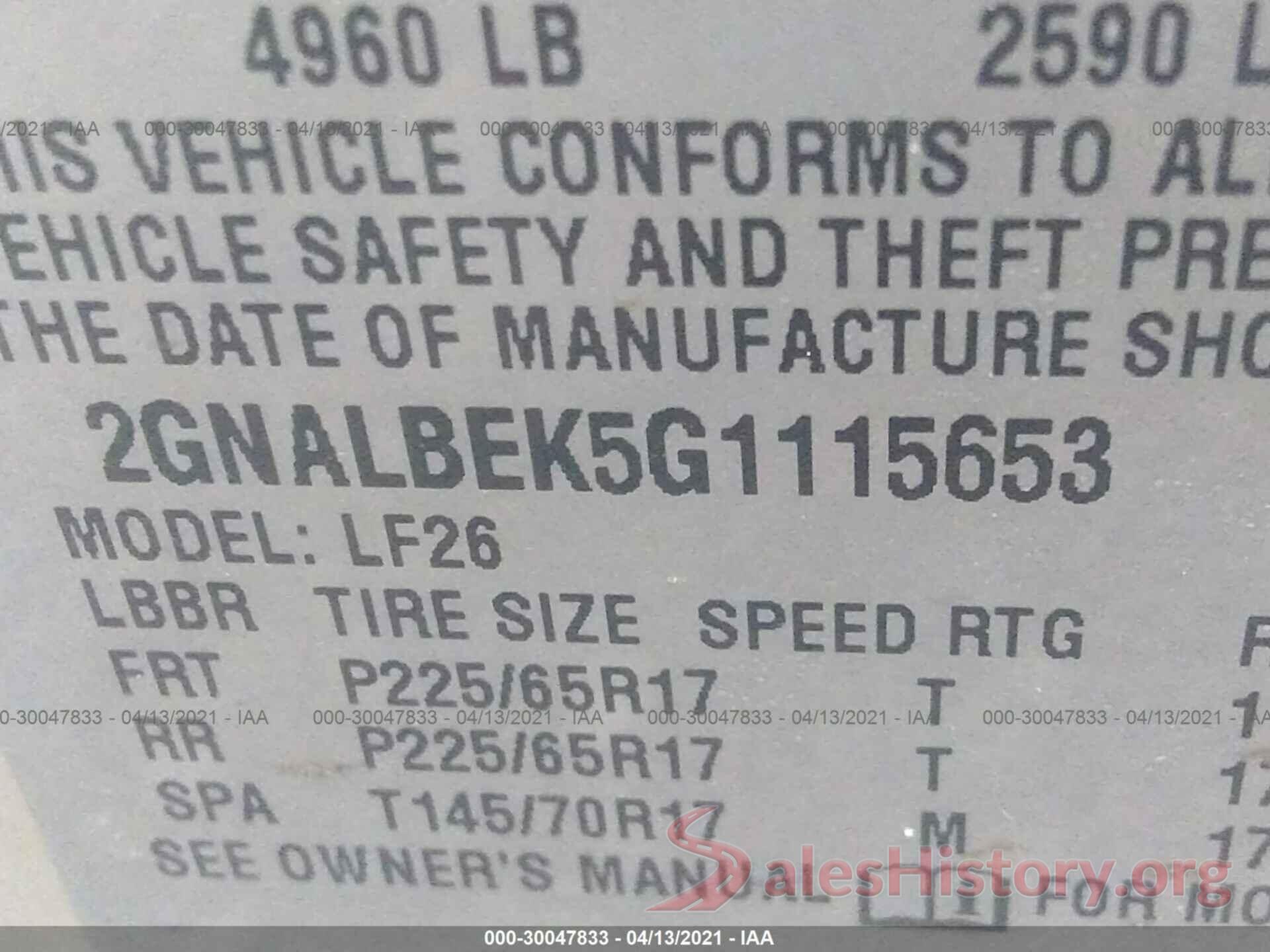 2GNALBEK5G1115653 2016 CHEVROLET EQUINOX