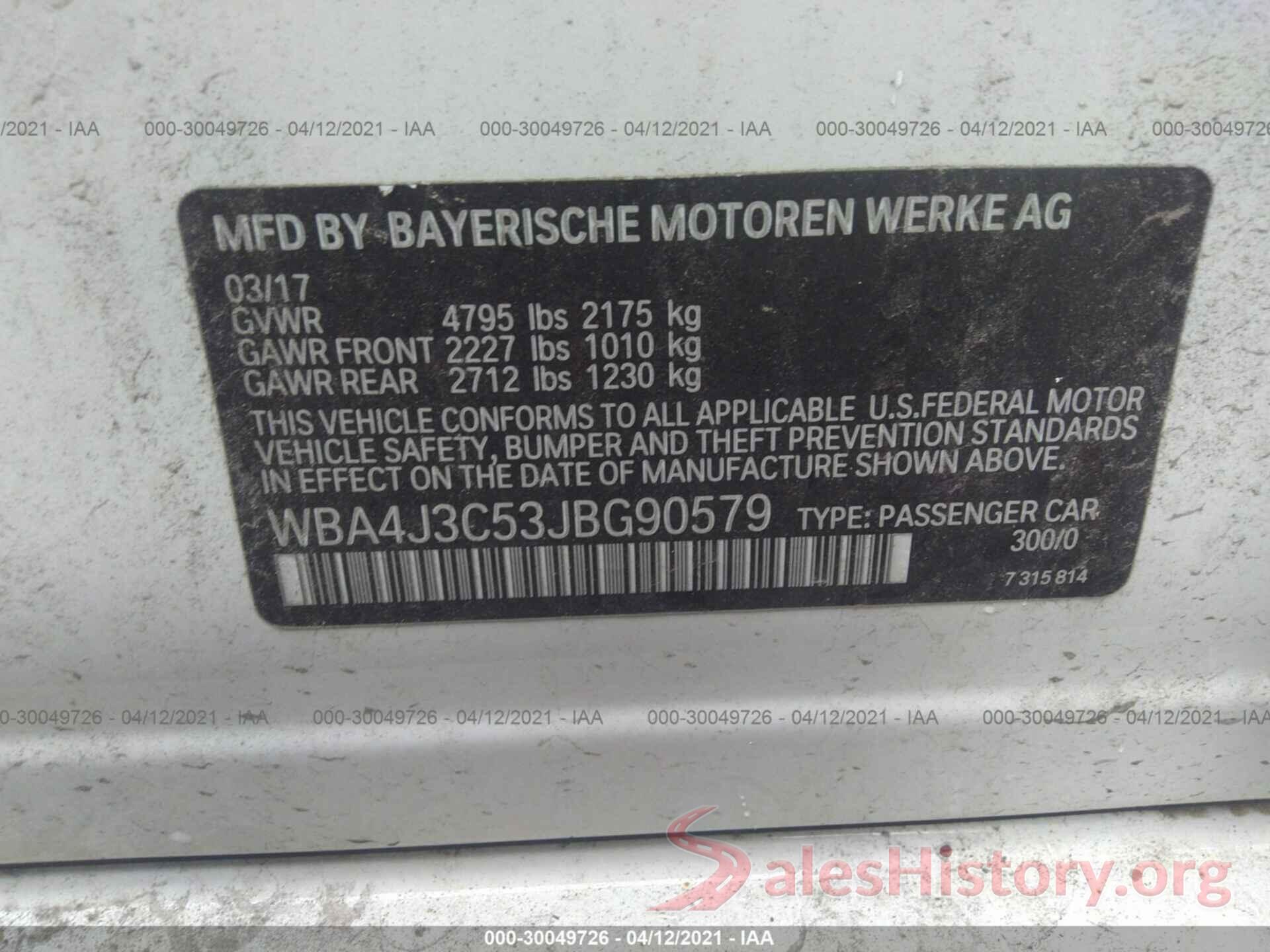 WBA4J3C53JBG90579 2018 BMW 4 SERIES