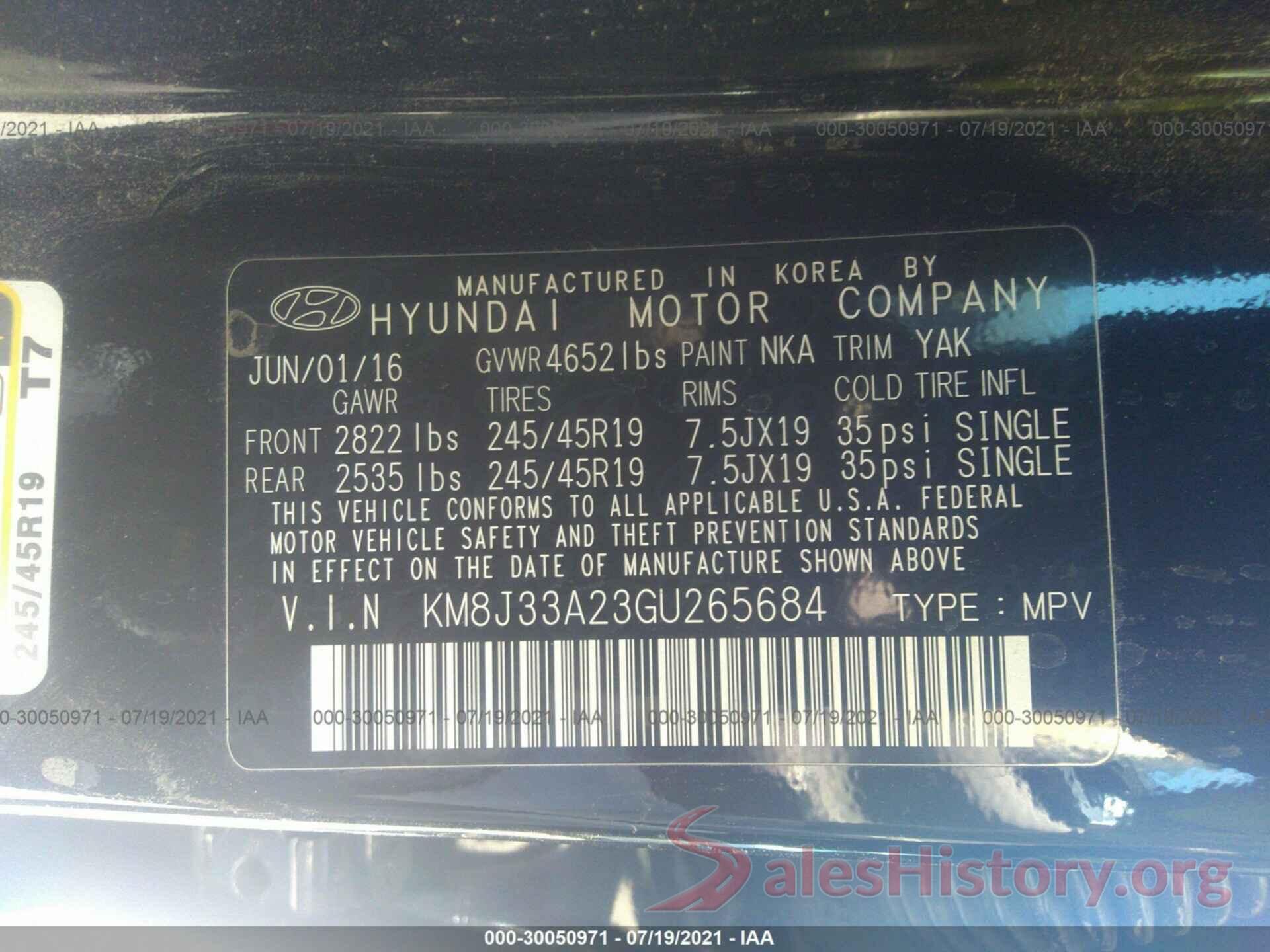 KM8J33A23GU265684 2016 HYUNDAI TUCSON