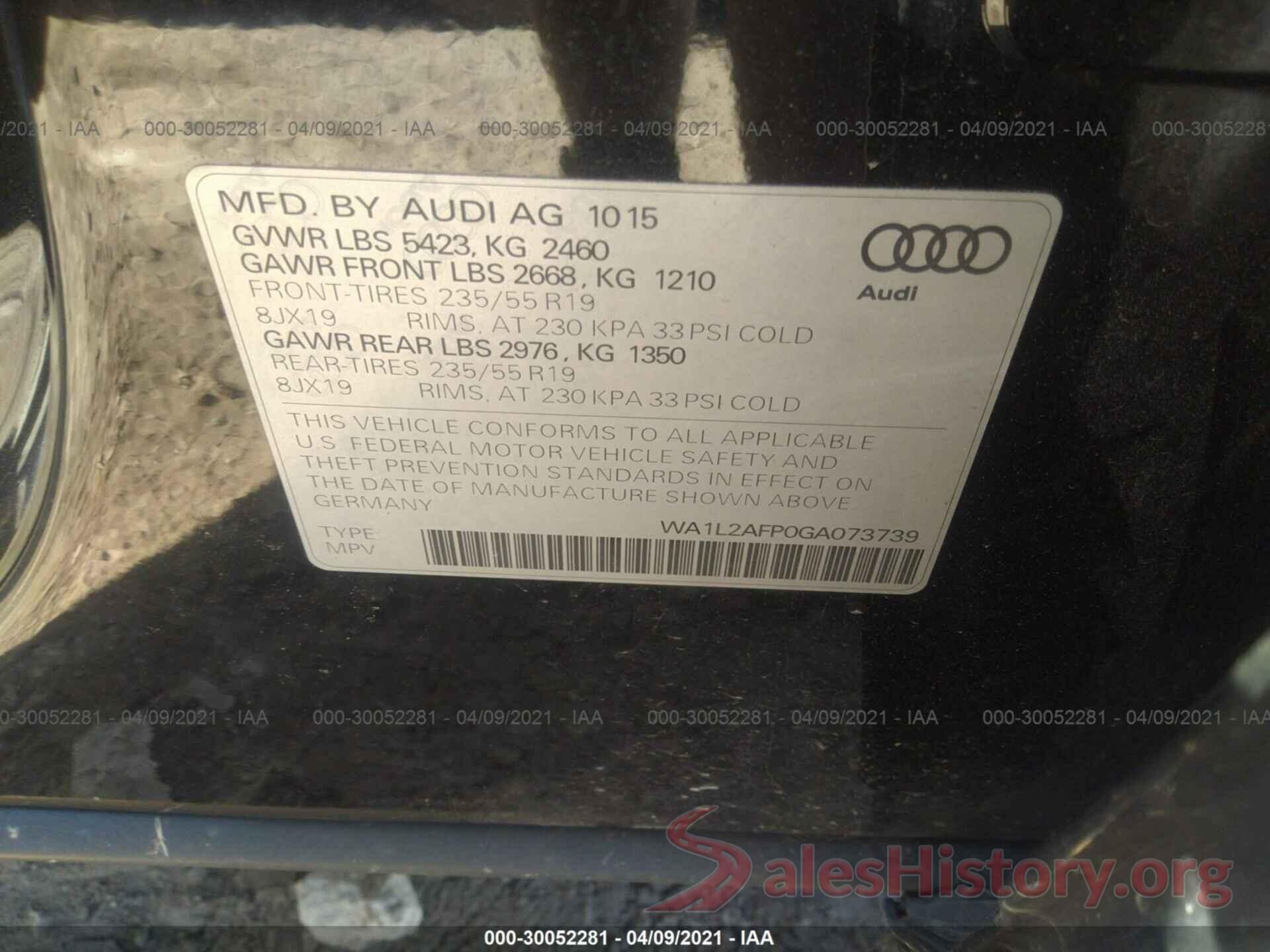 WA1L2AFP0GA073739 2016 AUDI Q5