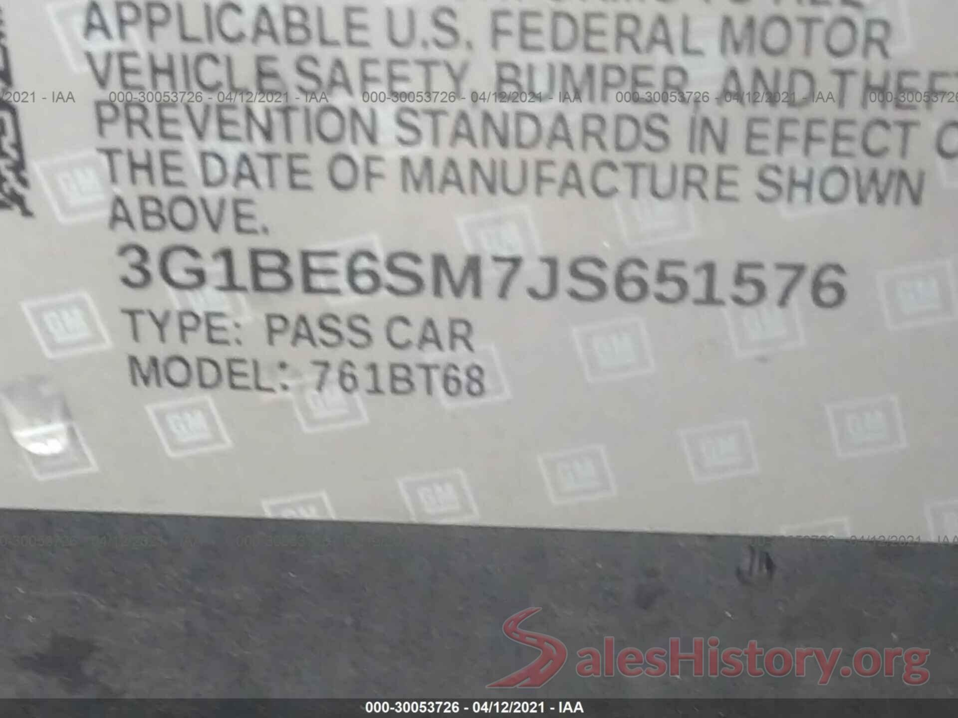 3G1BE6SM7JS651576 2018 CHEVROLET CRUZE