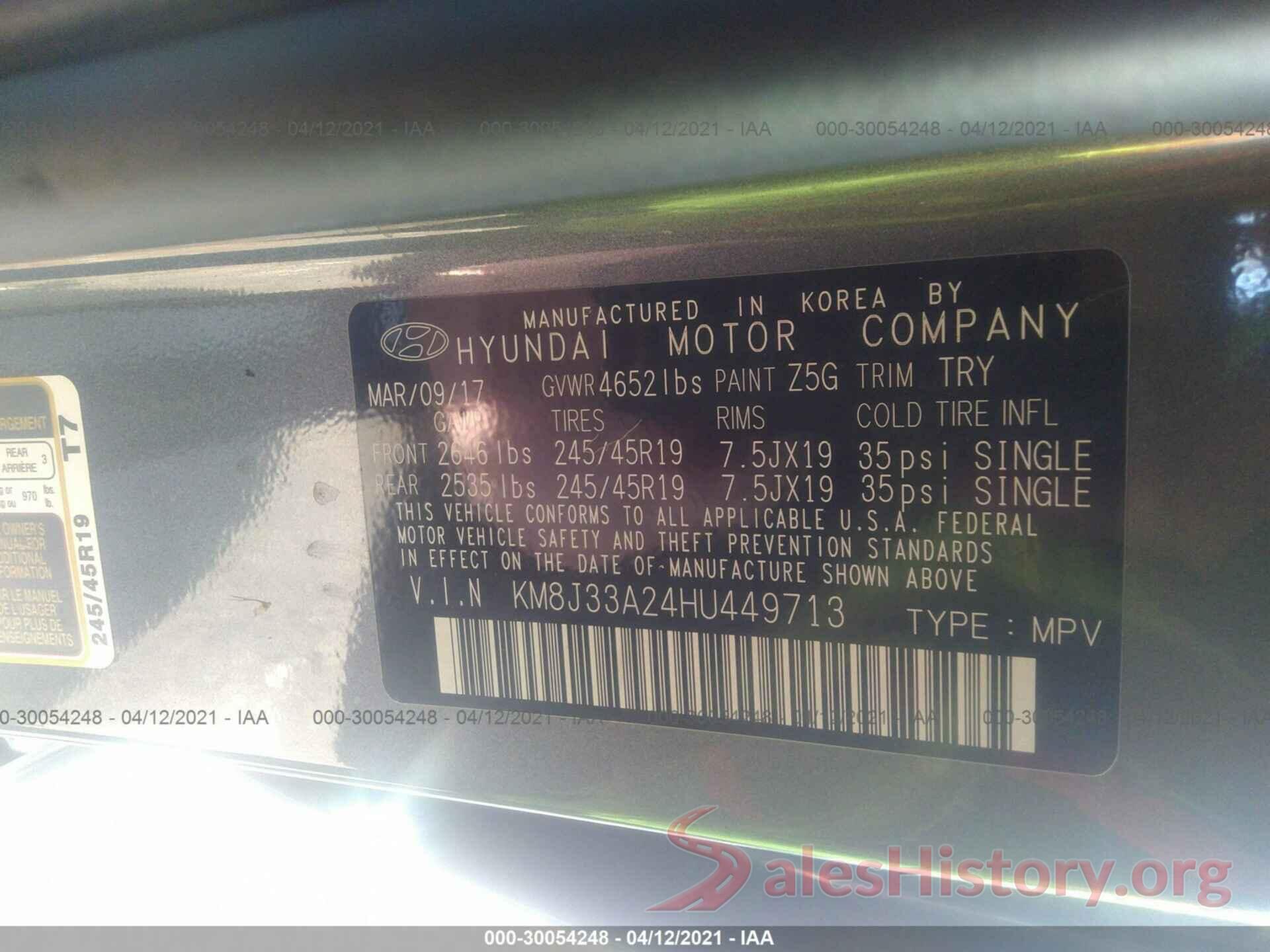 KM8J33A24HU449713 2017 HYUNDAI TUCSON