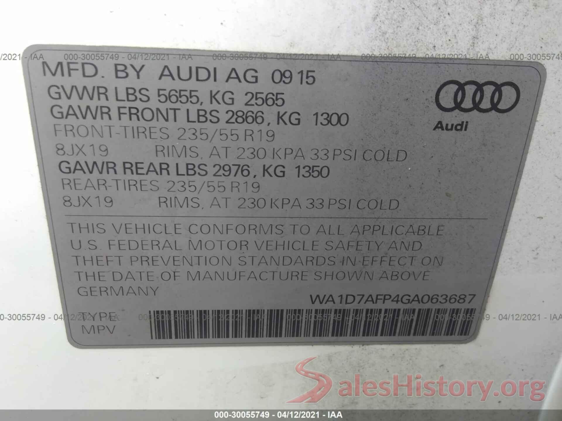 WA1D7AFP4GA063687 2016 AUDI Q5