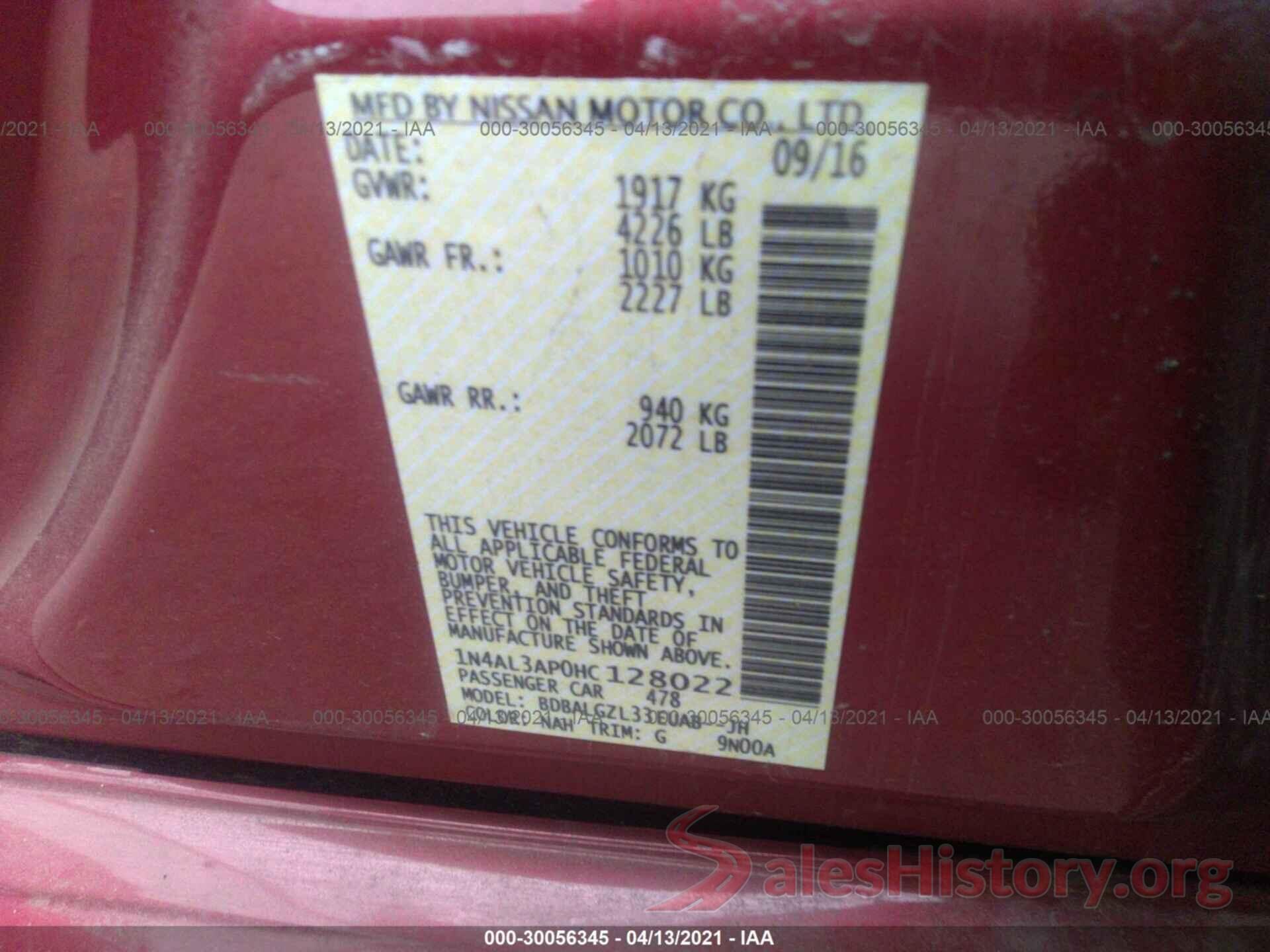 1N4AL3AP0HC128022 2017 NISSAN ALTIMA