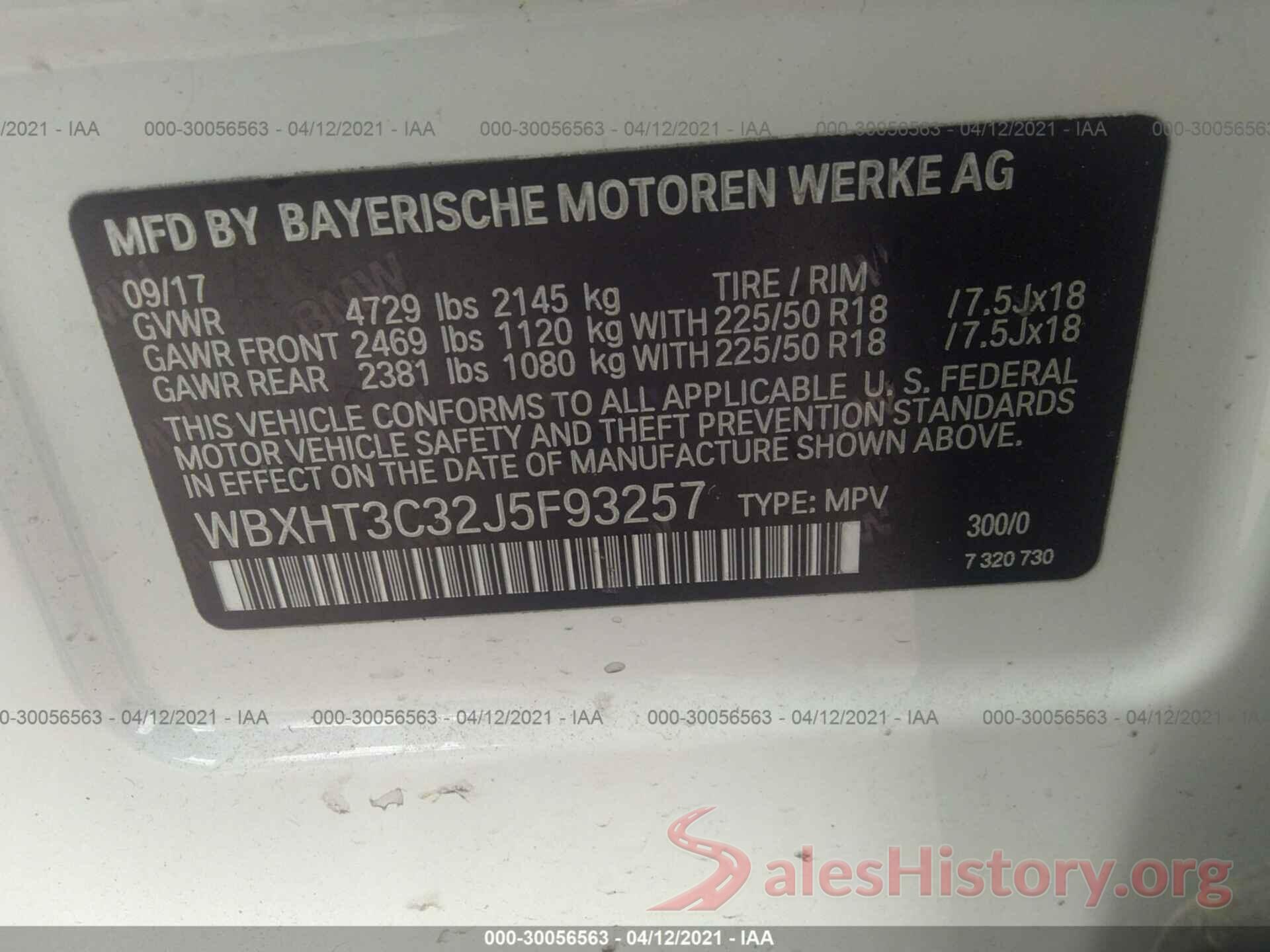 WBXHT3C32J5F93257 2018 BMW X1