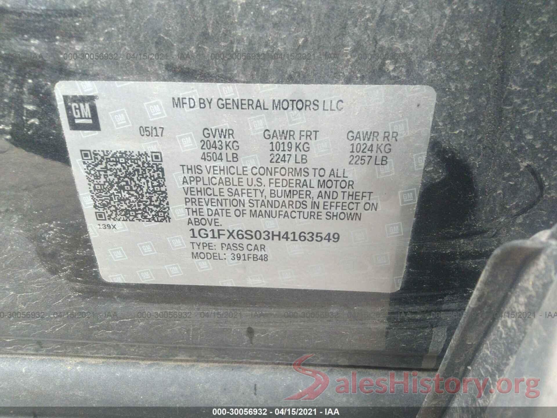 1G1FX6S03H4163549 2017 CHEVROLET BOLT EV