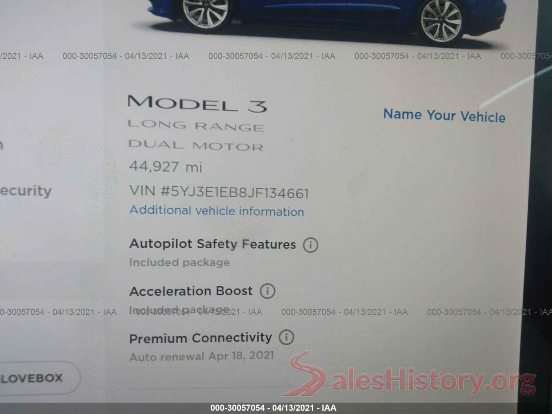 5YJ3E1EB8JF134661 2018 TESLA MODEL 3