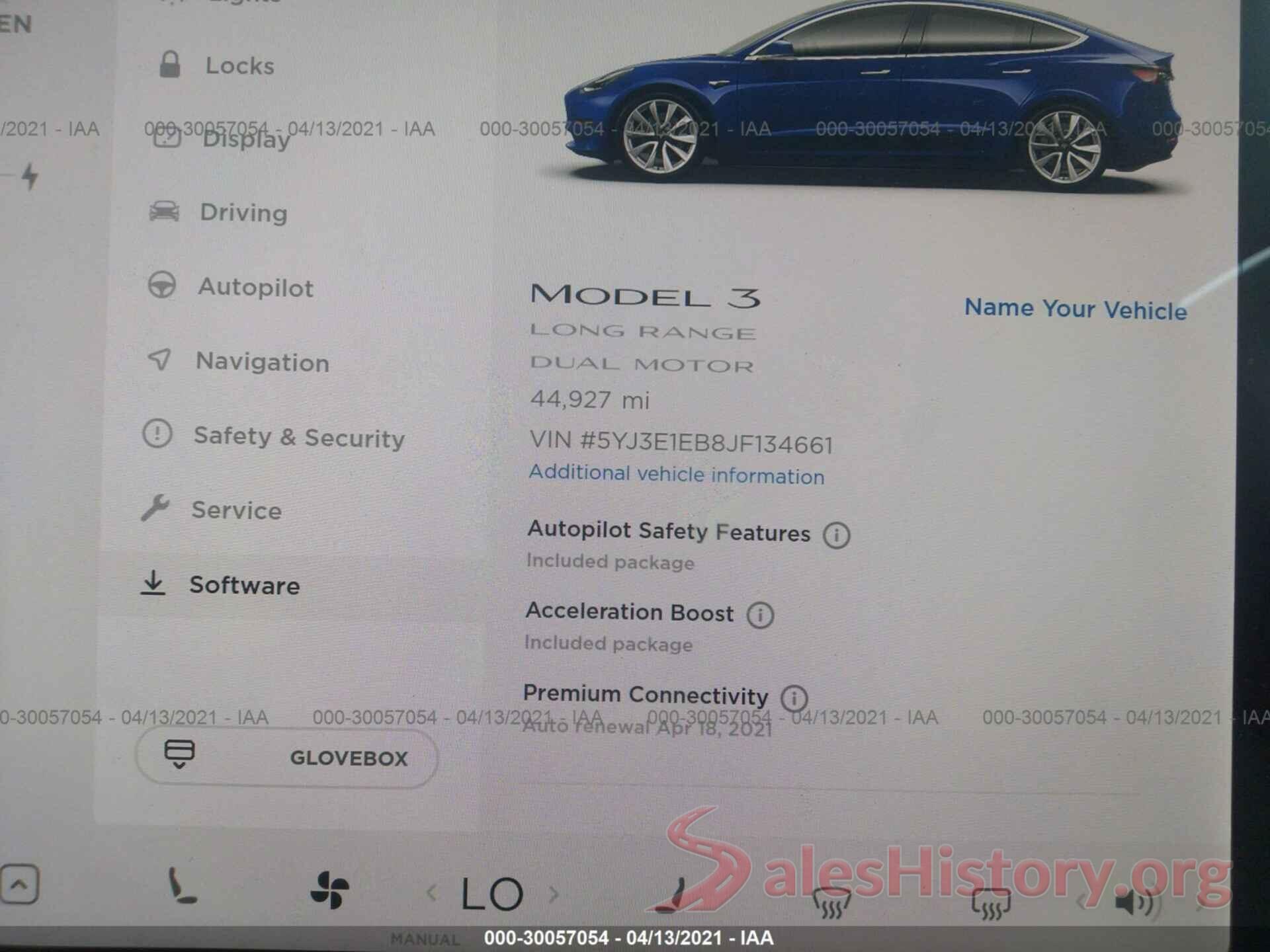 5YJ3E1EB8JF134661 2018 TESLA MODEL 3