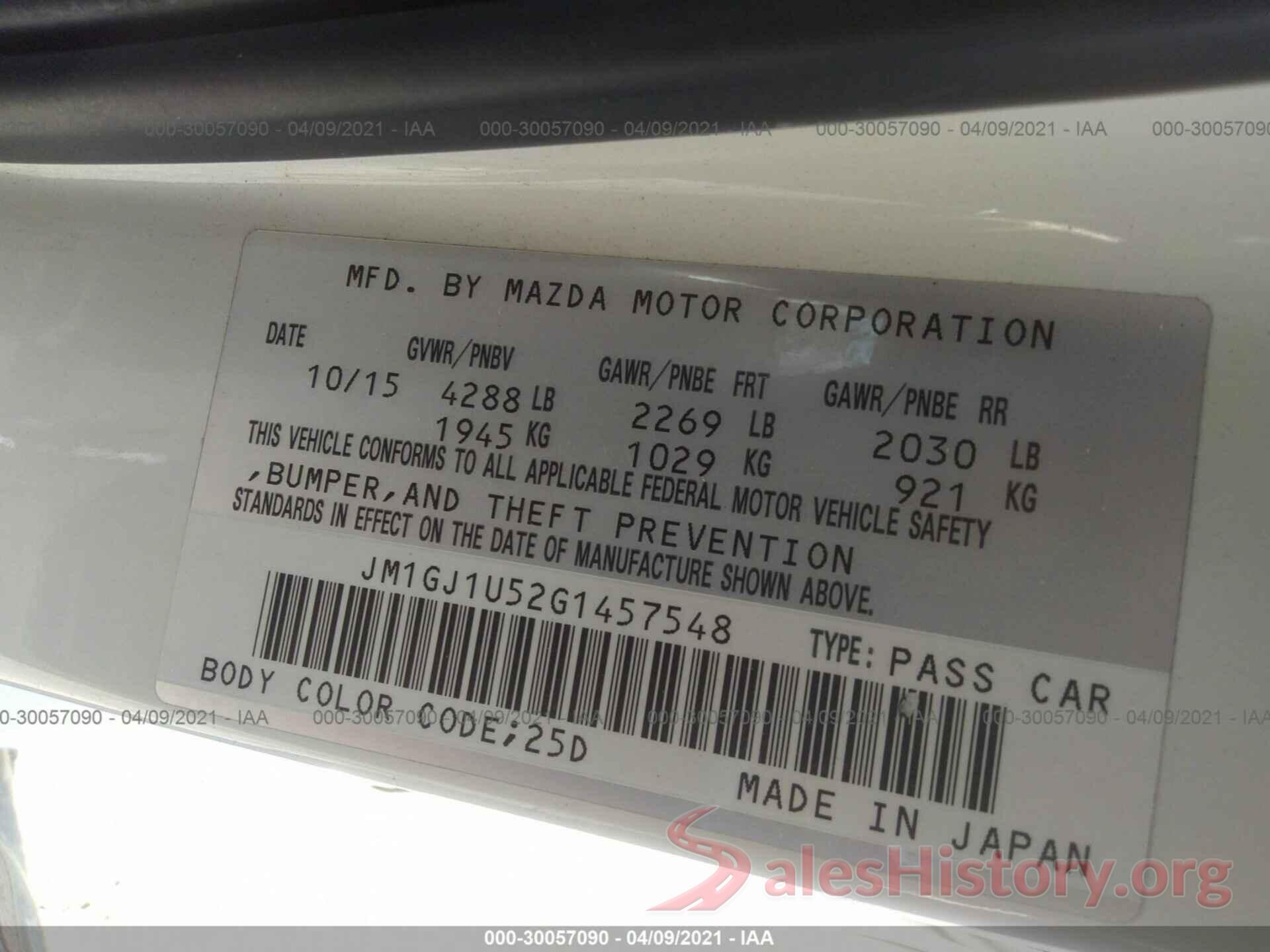 JM1GJ1U52G1457548 2016 MAZDA MAZDA6