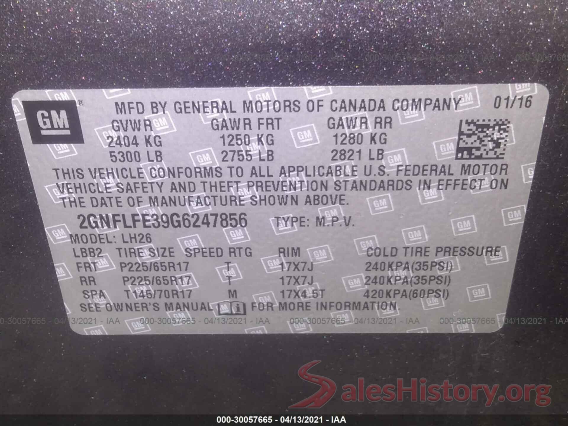 2GNFLFE39G6247856 2016 CHEVROLET EQUINOX