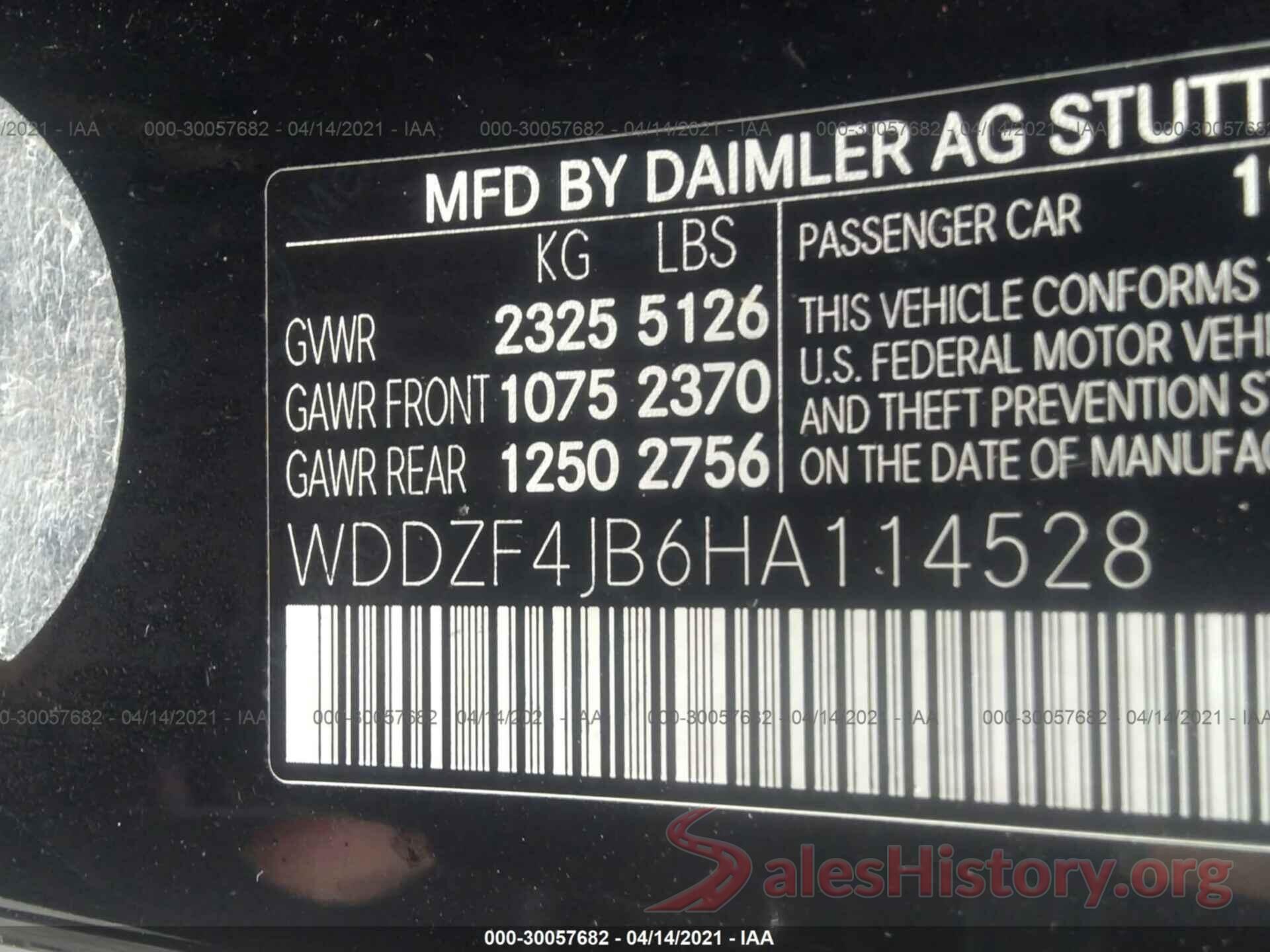 WDDZF4JB6HA114528 2017 MERCEDES-BENZ E-CLASS