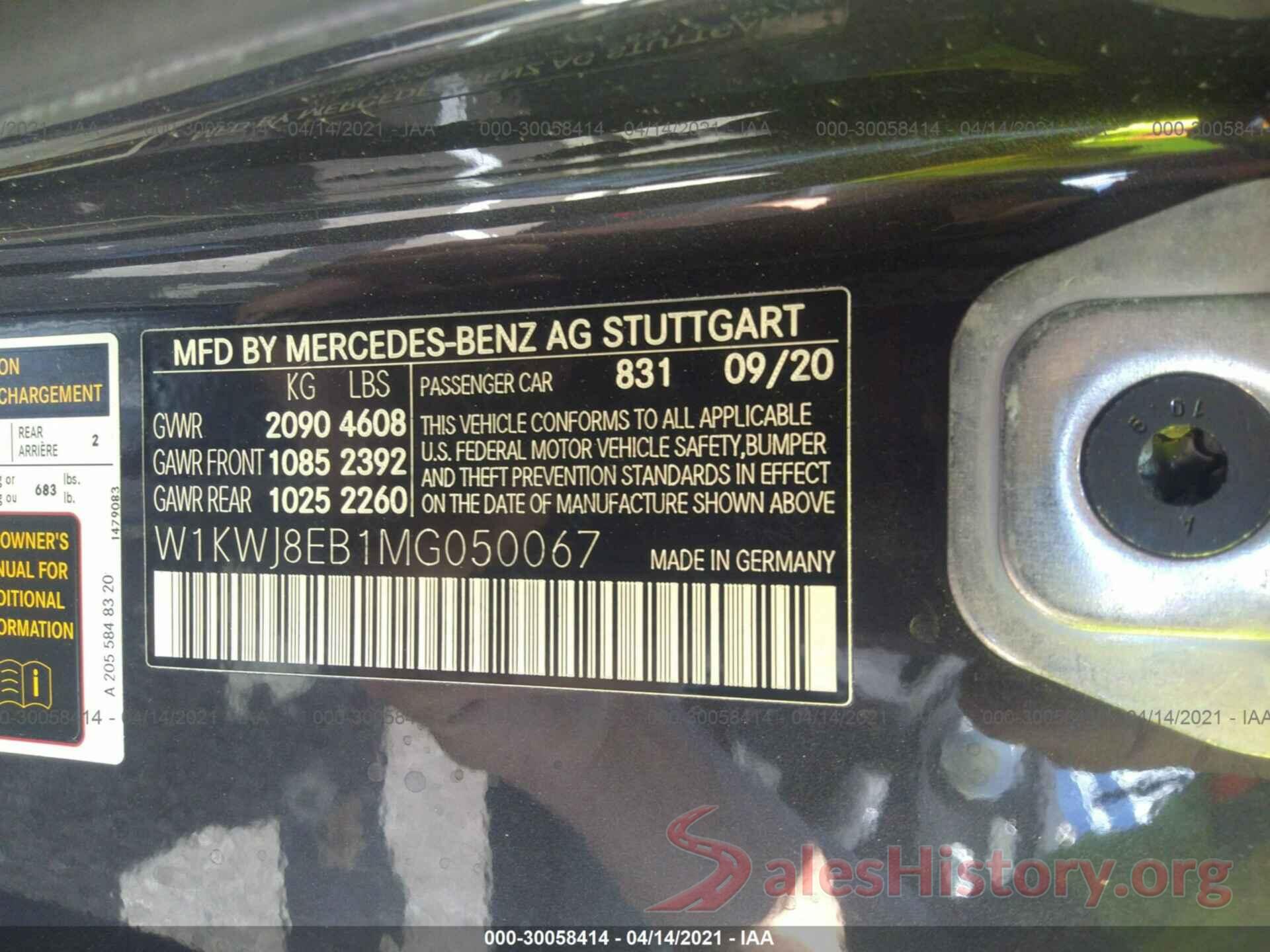 W1KWJ8EB1MG050067 2021 MERCEDES-BENZ C-CLASS