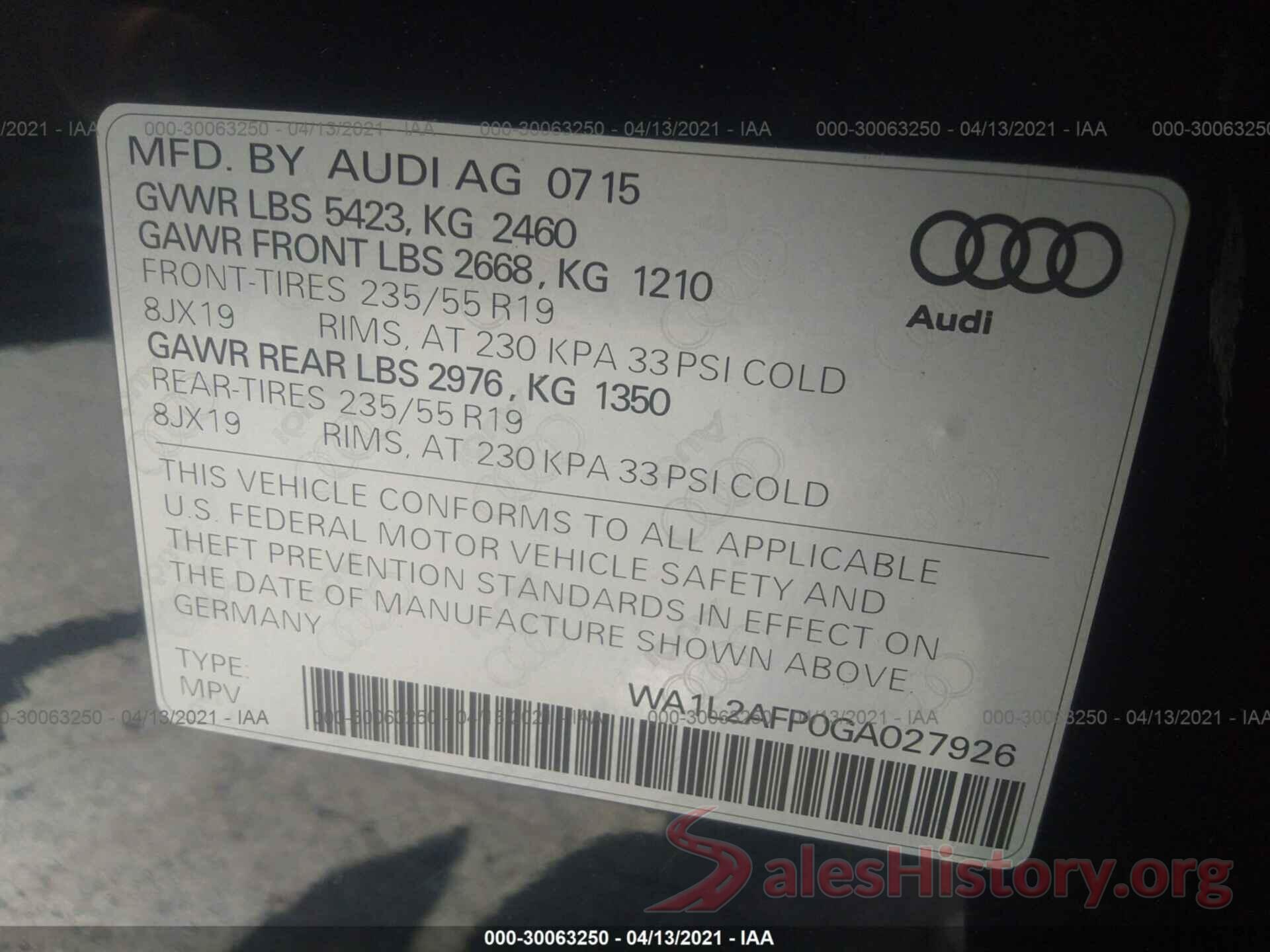 WA1L2AFP0GA027926 2016 AUDI Q5