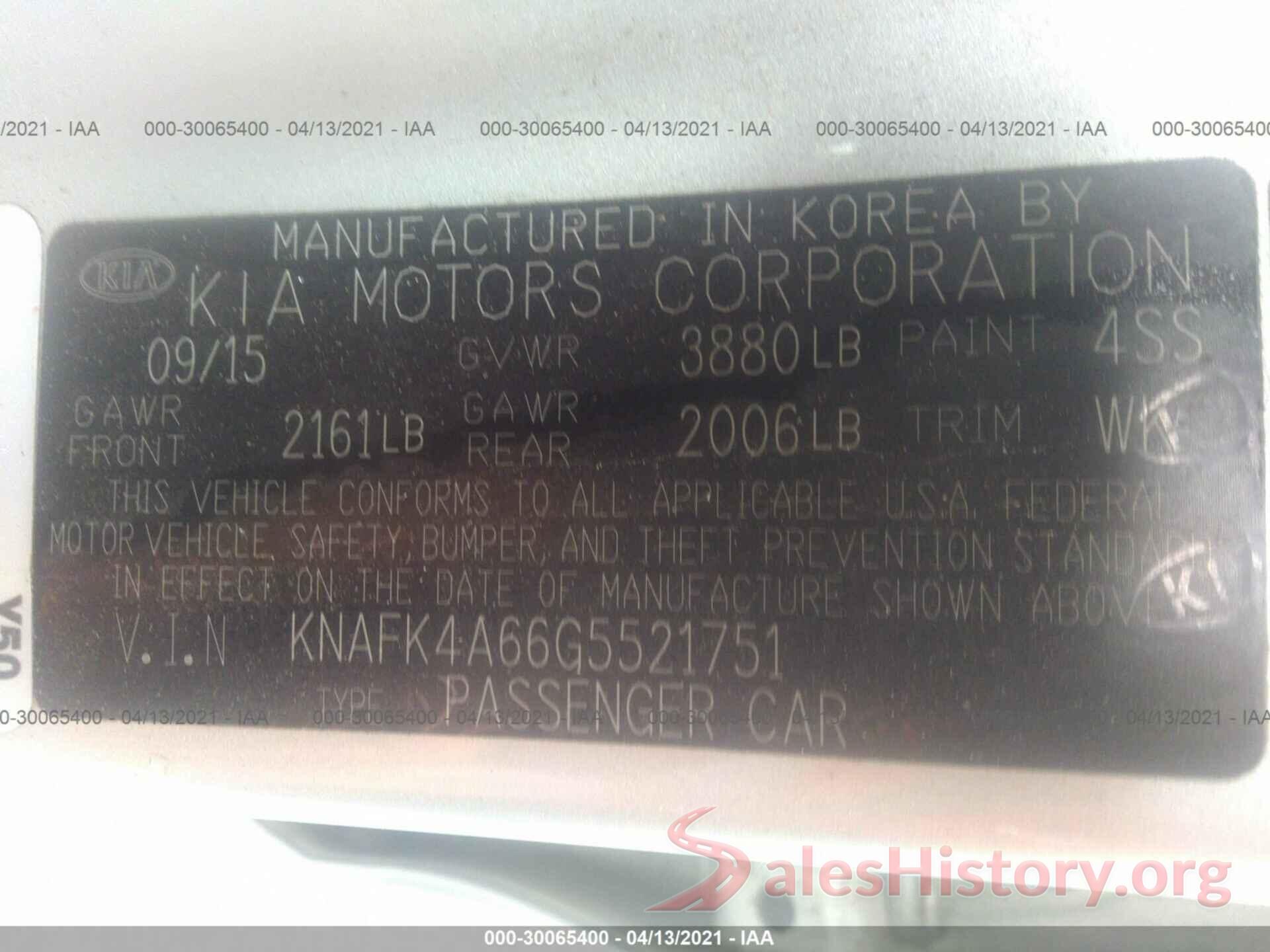 KNAFK4A66G5521751 2016 KIA FORTE