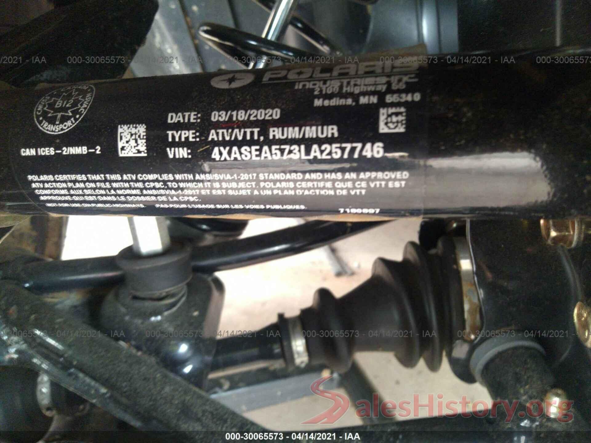 4XASEA573LA257746 2020 POLARIS SPORTSMAN