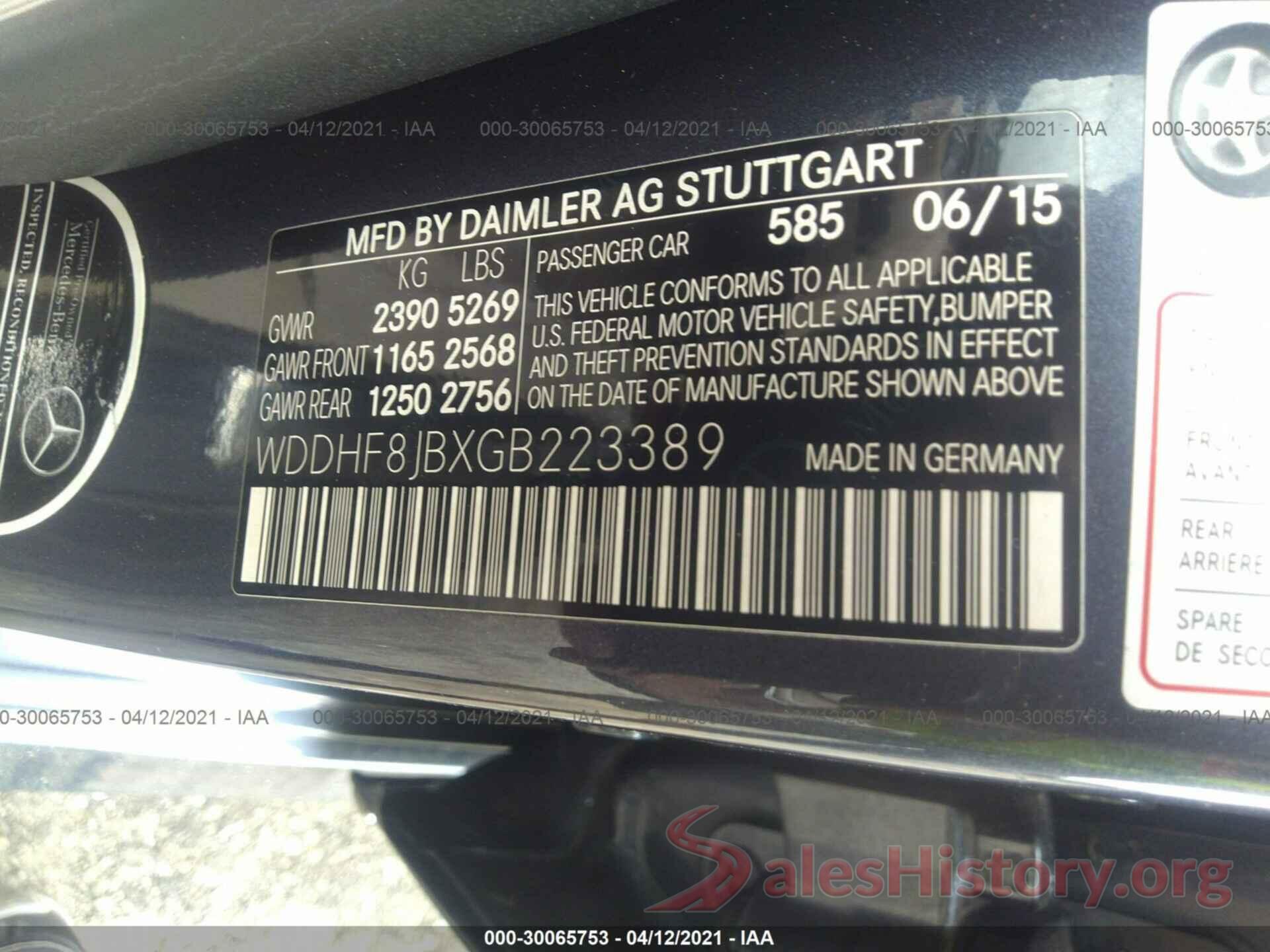 WDDHF8JBXGB223389 2016 MERCEDES-BENZ E-CLASS