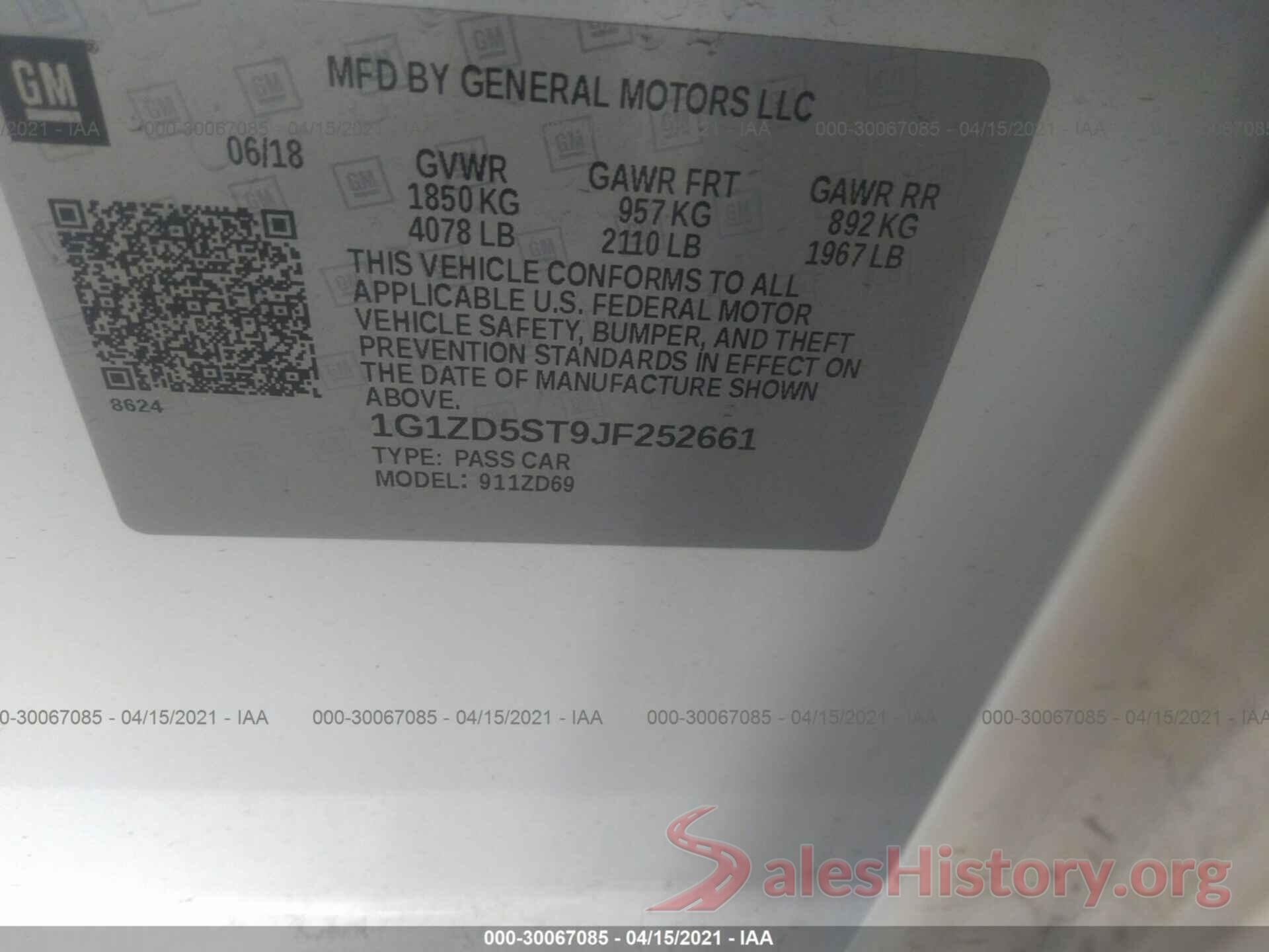 1G1ZD5ST9JF252661 2018 CHEVROLET MALIBU