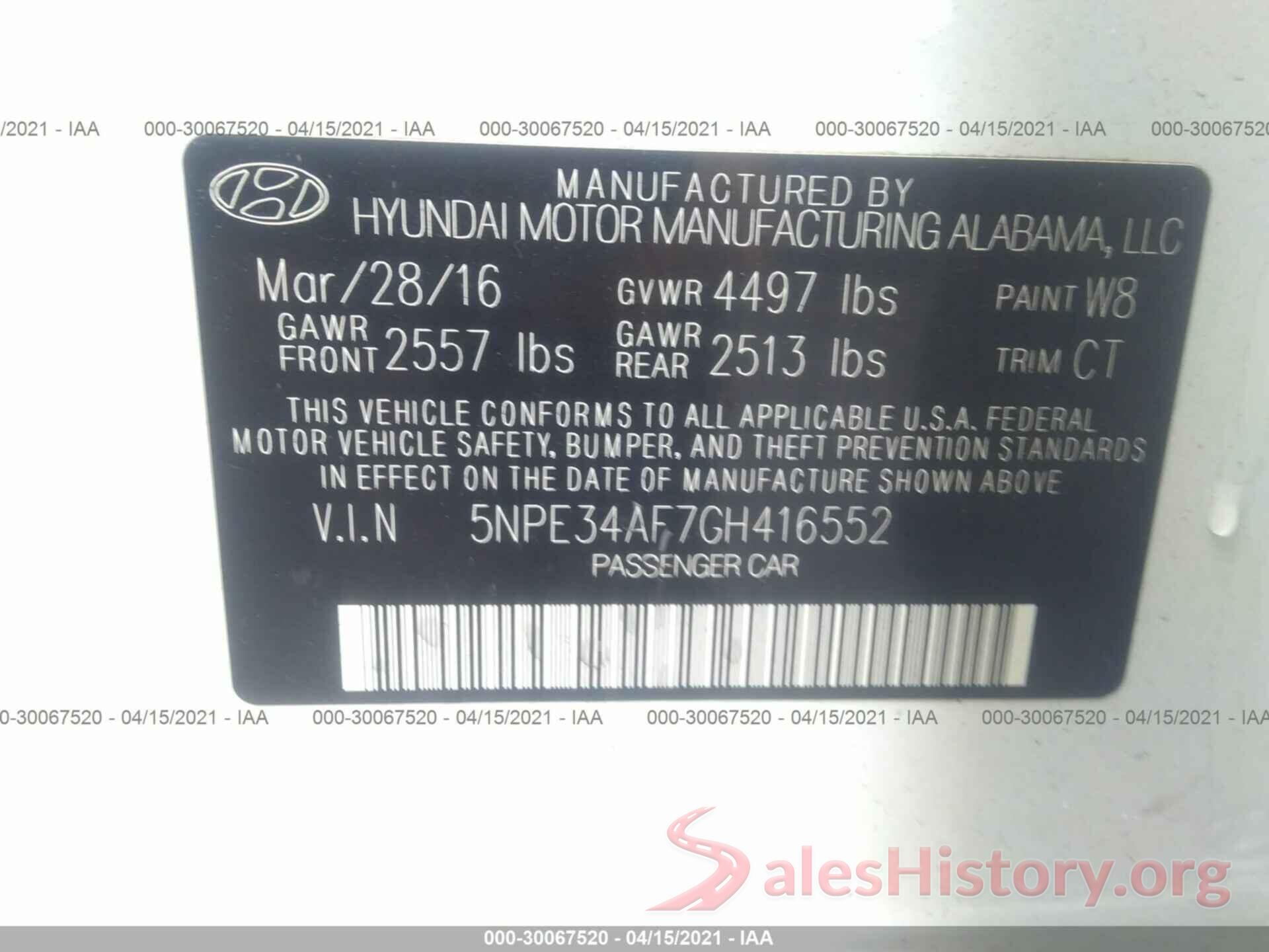 5NPE34AF7GH416552 2016 HYUNDAI SONATA