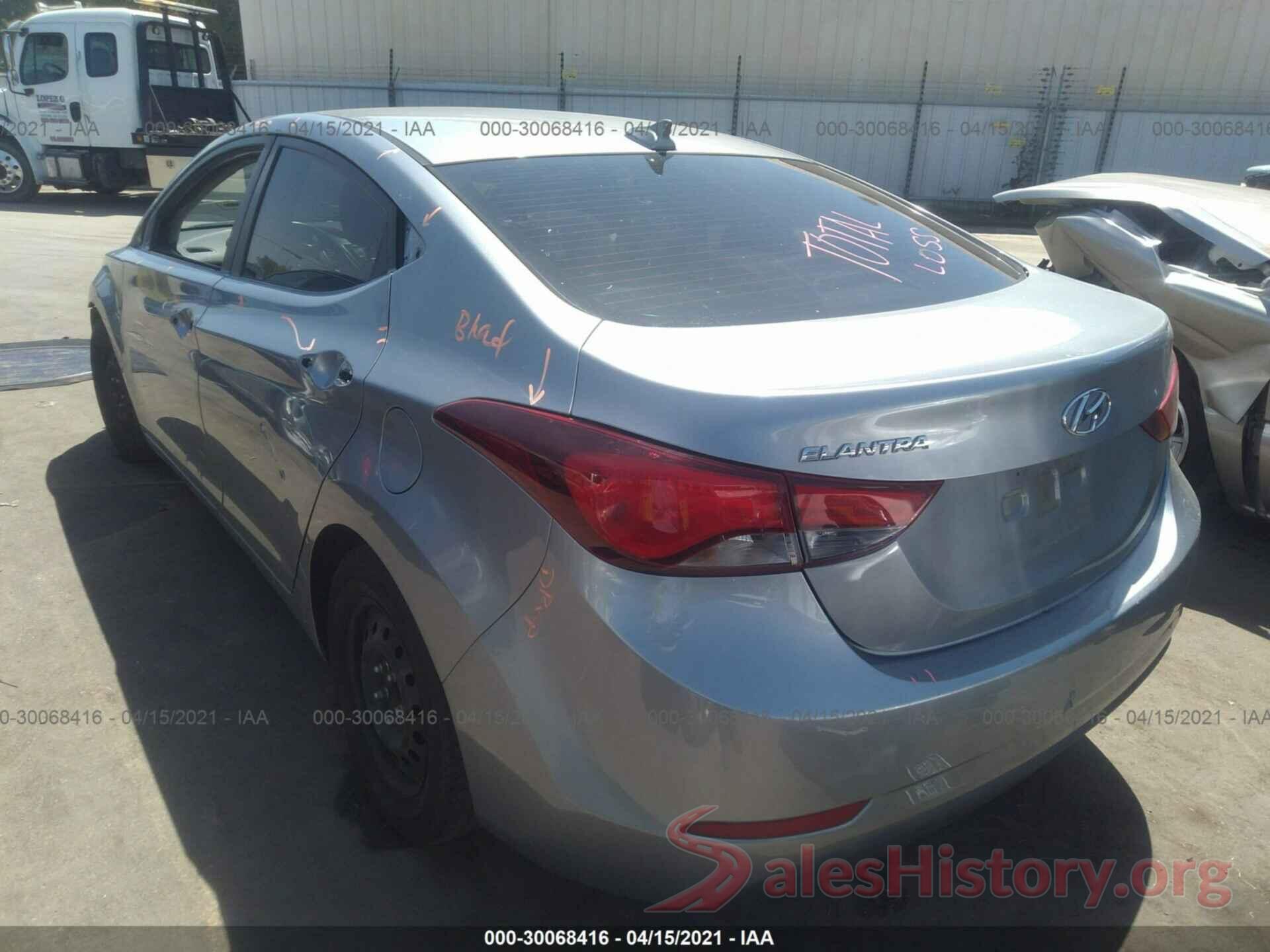 5NPDH4AE7GH721828 2016 HYUNDAI ELANTRA