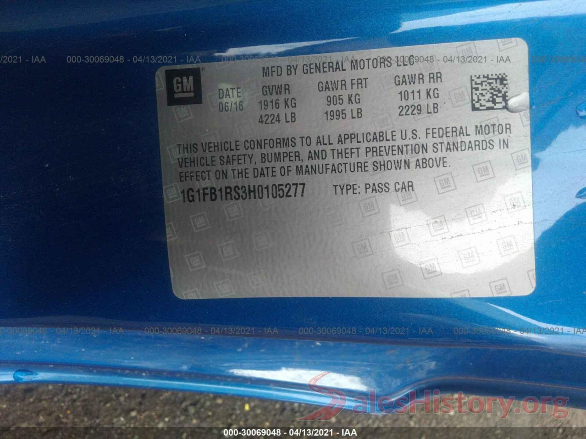 1G1FB1RS3H0105277 2017 CHEVROLET CAMARO