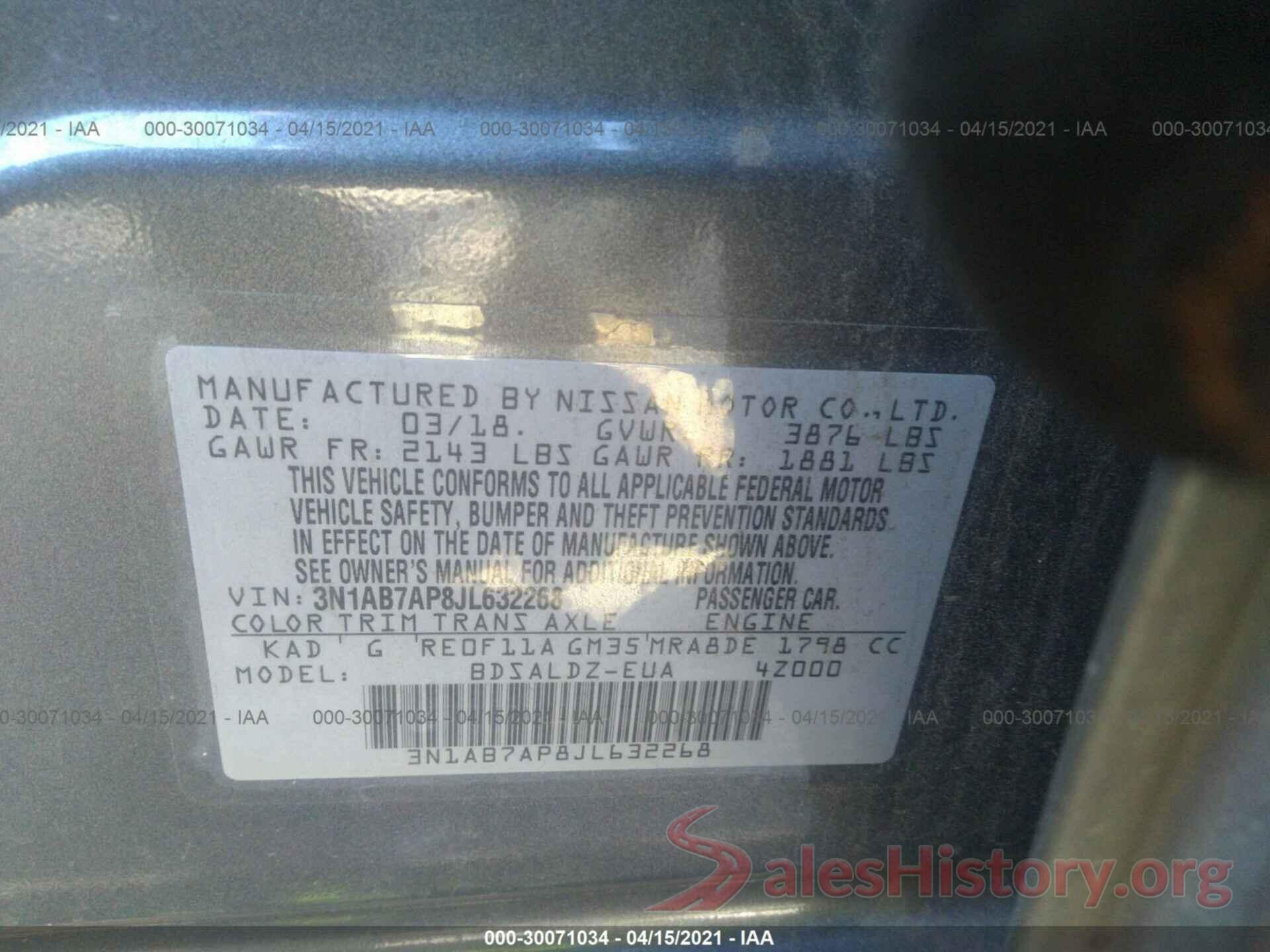 3N1AB7AP8JL632268 2018 NISSAN SENTRA