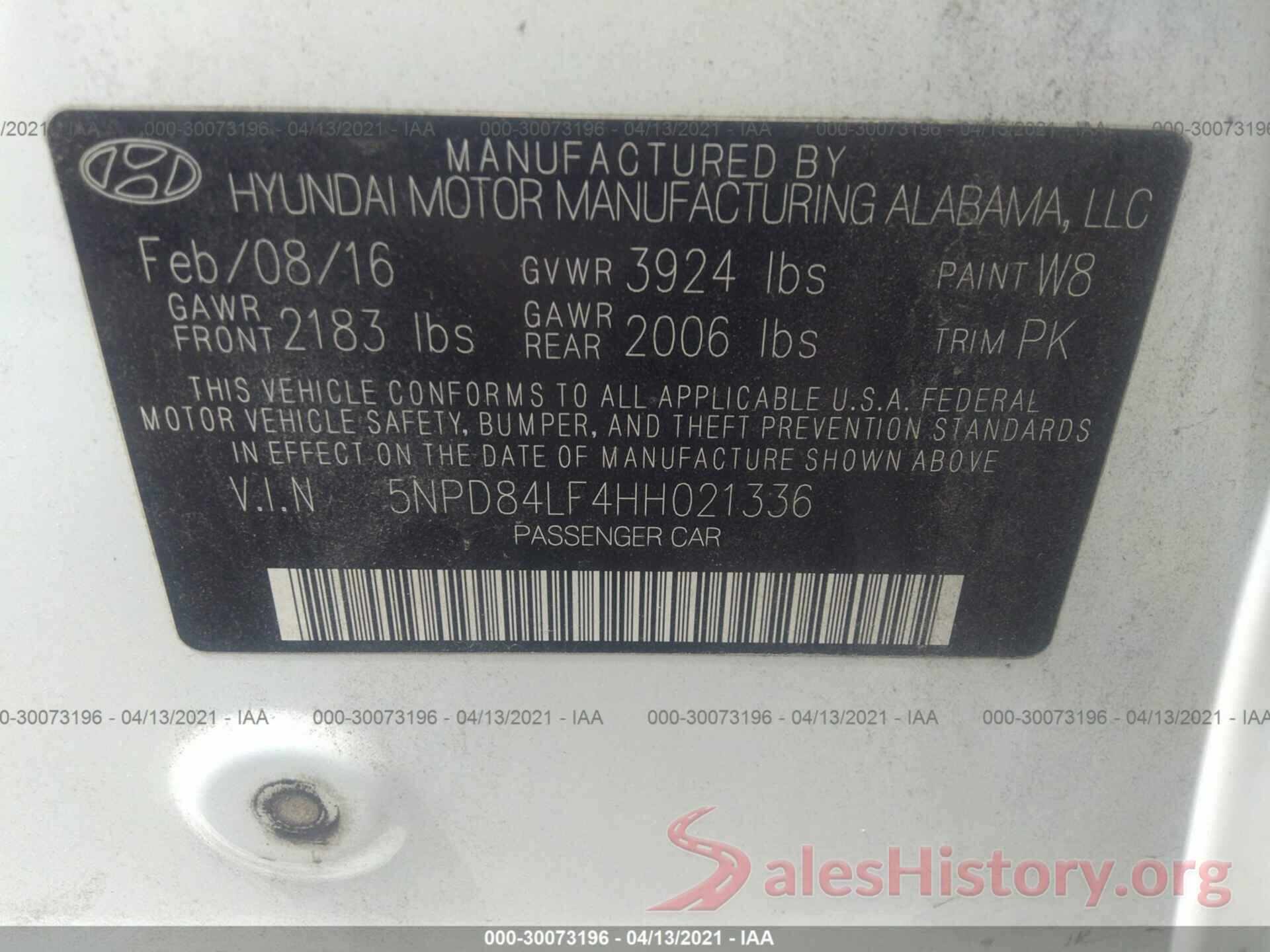 5NPD84LF4HH021336 2017 HYUNDAI ELANTRA