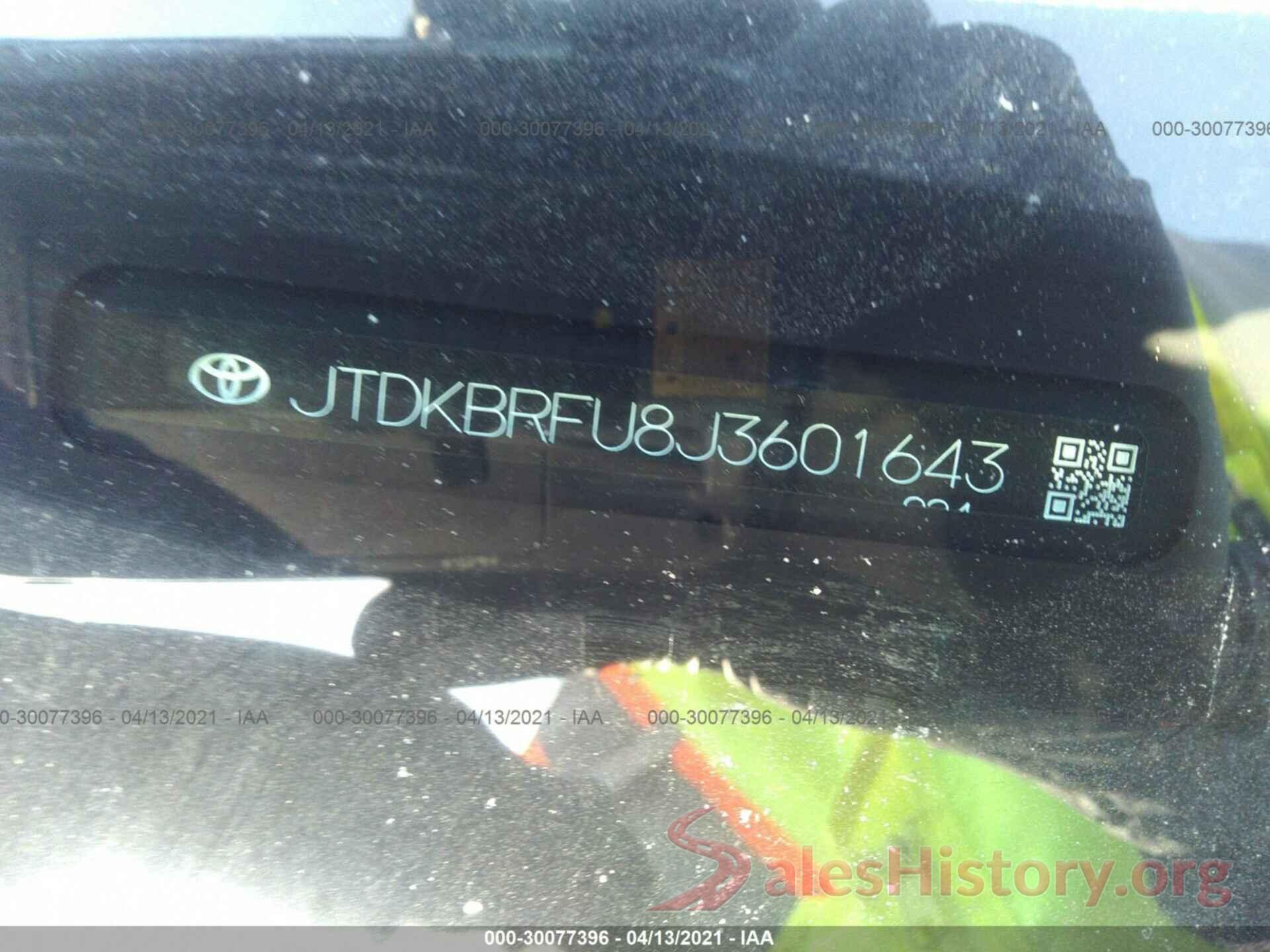 JTDKBRFU8J3601643 2018 TOYOTA PRIUS