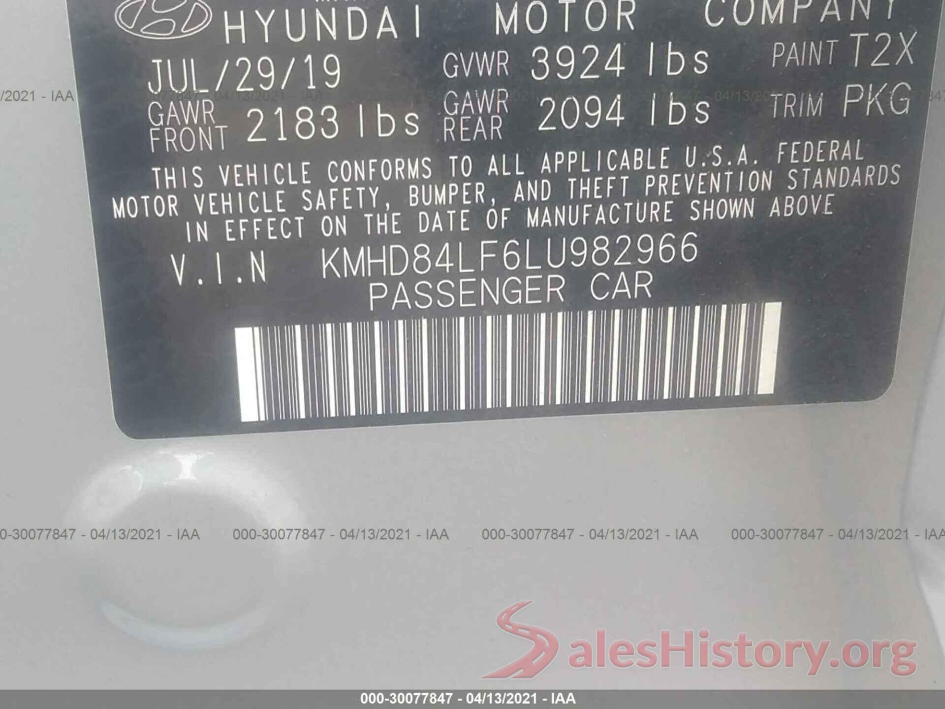 KMHD84LF6LU982966 2020 HYUNDAI ELANTRA