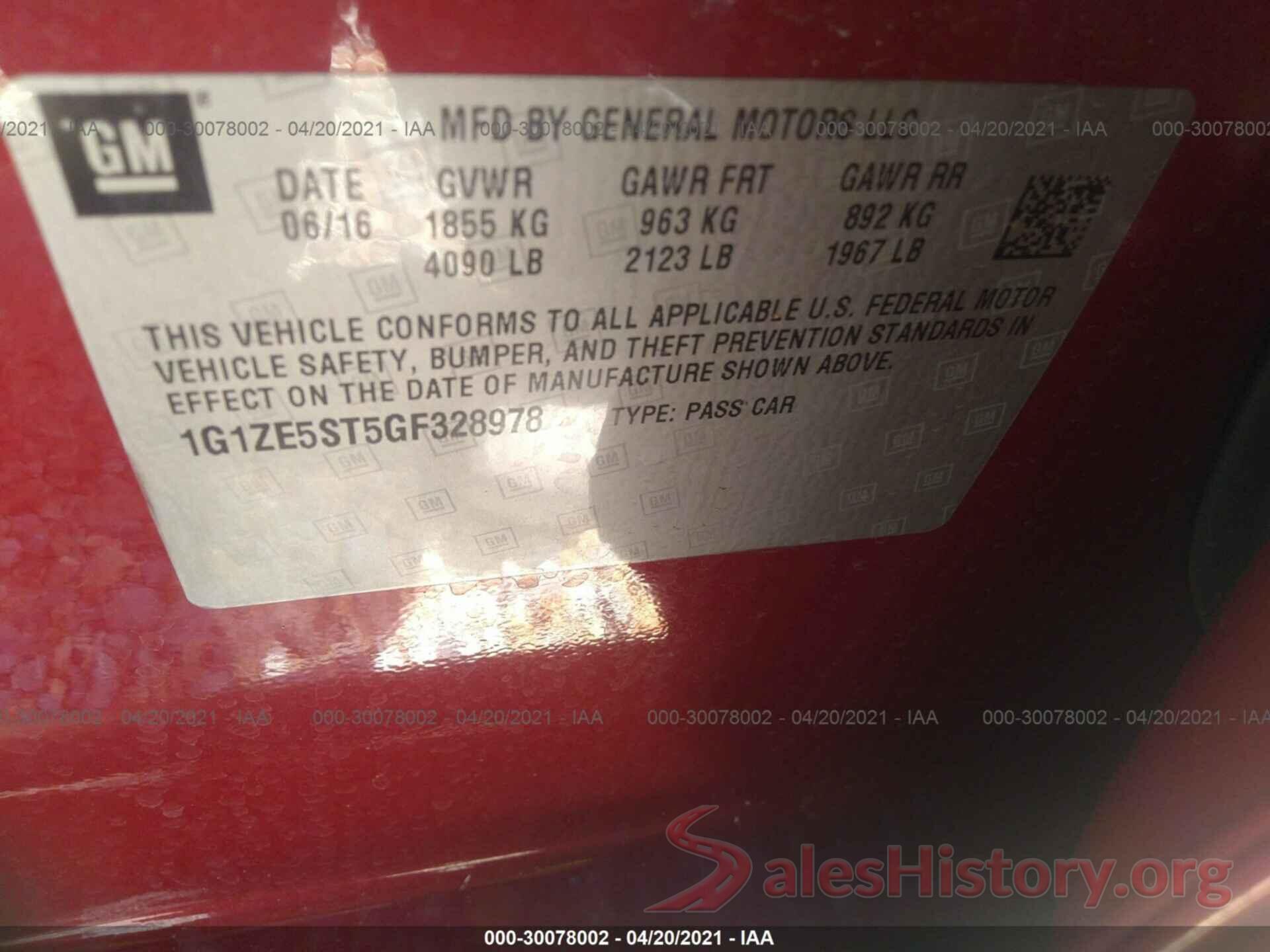 1G1ZE5ST5GF328978 2016 CHEVROLET MALIBU