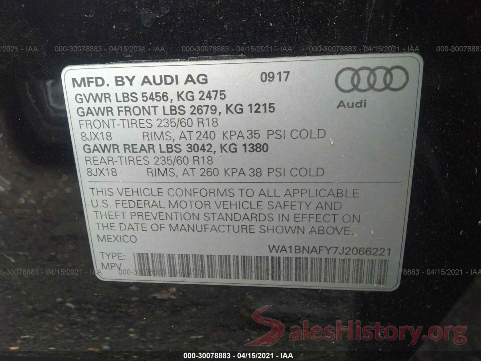 WA1BNAFY7J2066221 2018 AUDI Q5