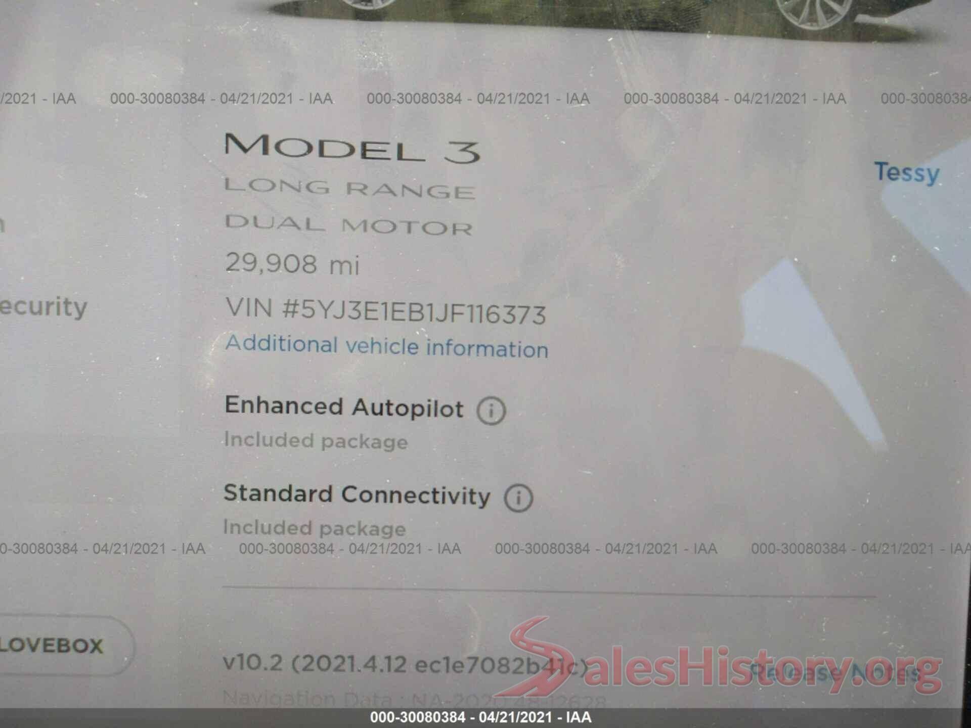 5YJ3E1EB1JF116373 2018 TESLA MODEL 3