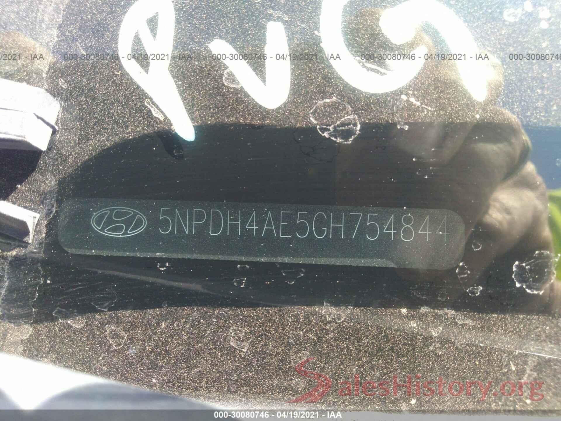 5NPDH4AE5GH754844 2016 HYUNDAI ELANTRA