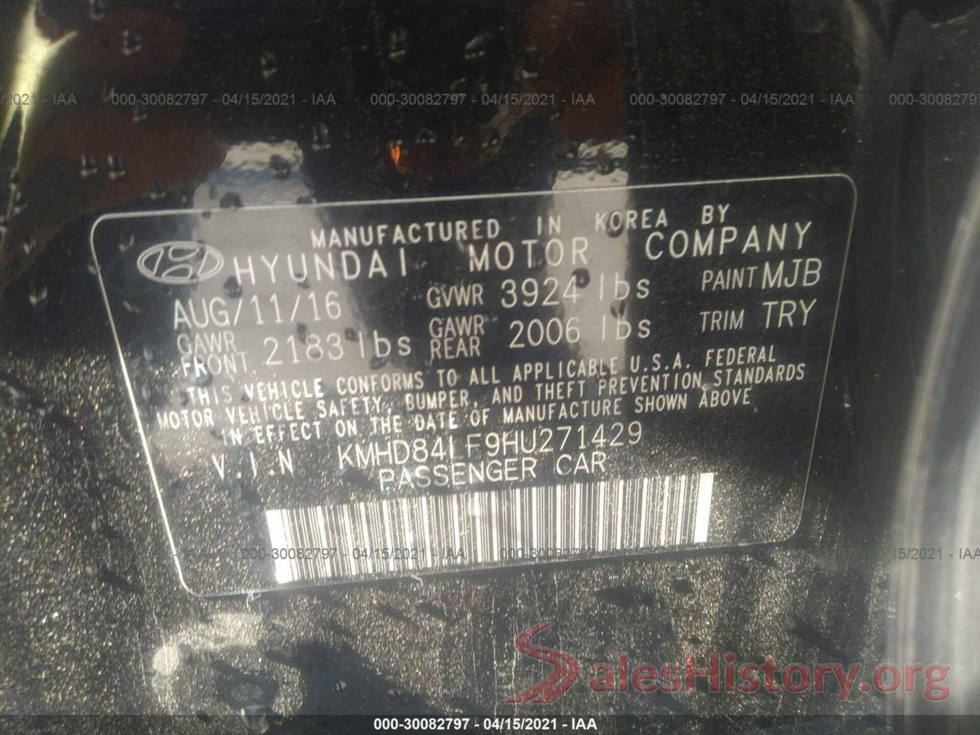 KMHD84LF9HU271429 2017 HYUNDAI ELANTRA