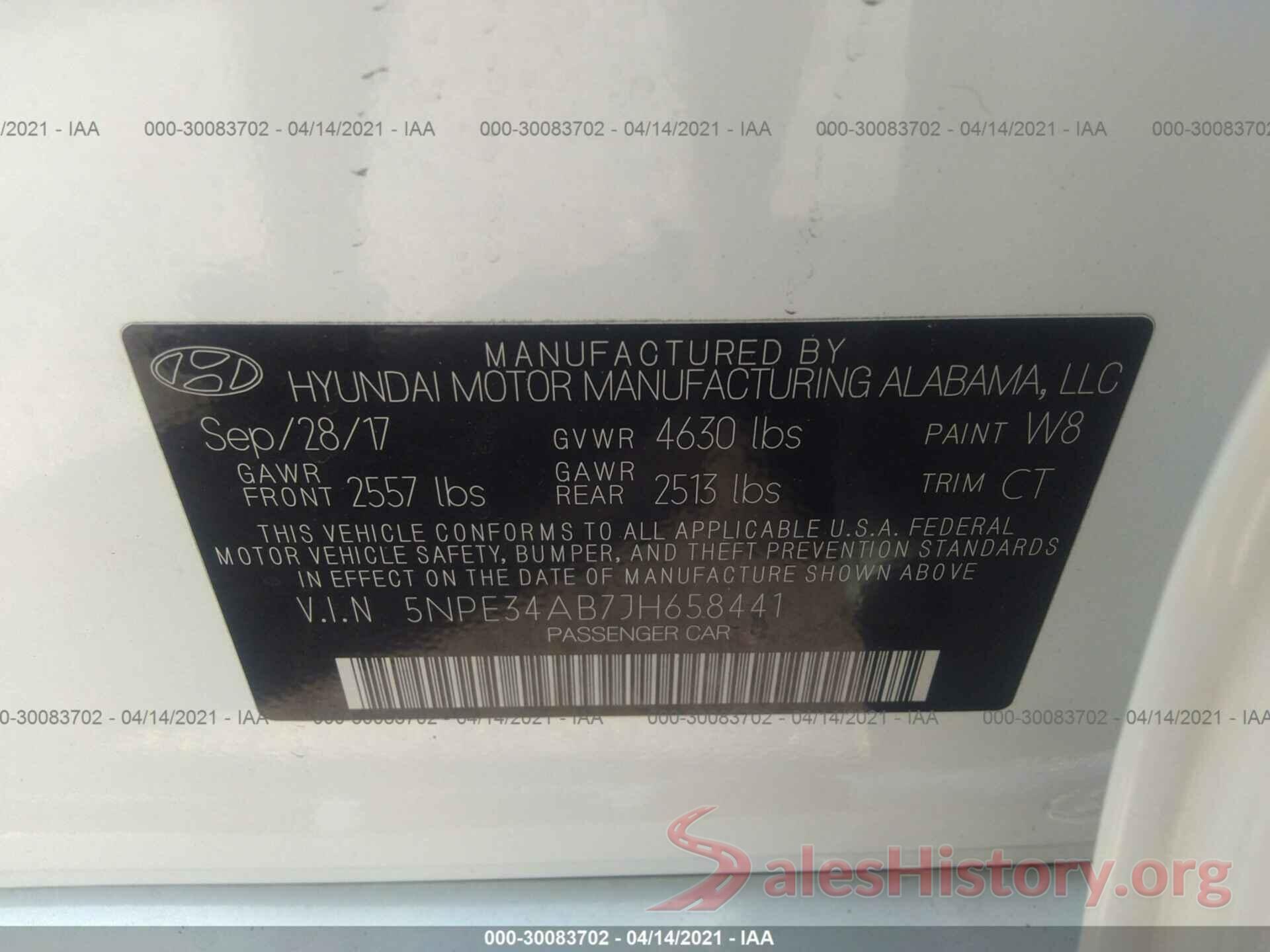 5NPE34AB7JH658441 2018 HYUNDAI SONATA