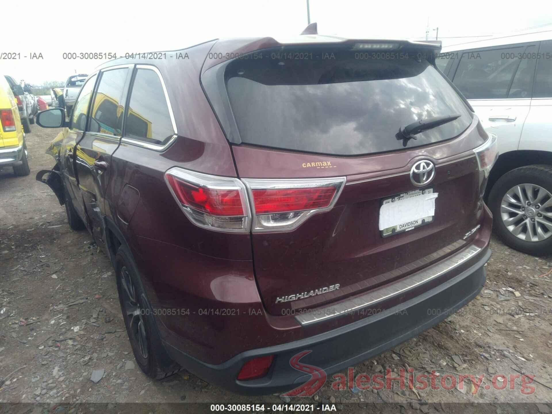 5TDJKRFH4GS347113 2016 TOYOTA HIGHLANDER