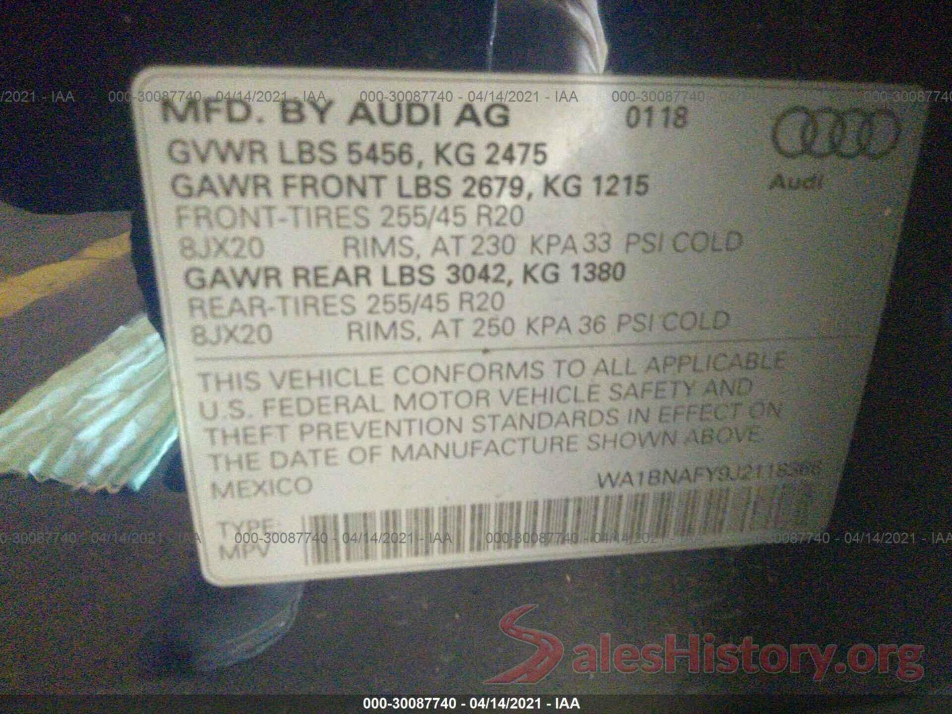 WA1BNAFY9J2118366 2018 AUDI Q5