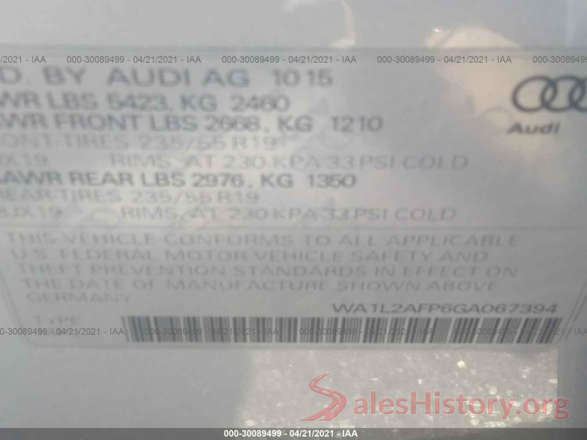 WA1L2AFP6GA067394 2016 AUDI Q5